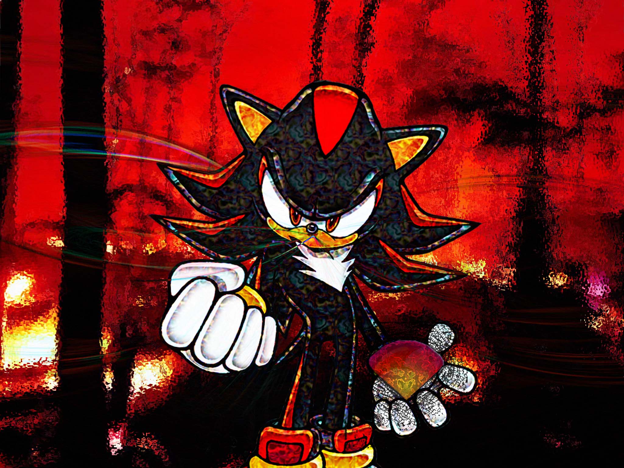 Shadow the Hedgehog holding a Chaos Emerald HD Wallpaper