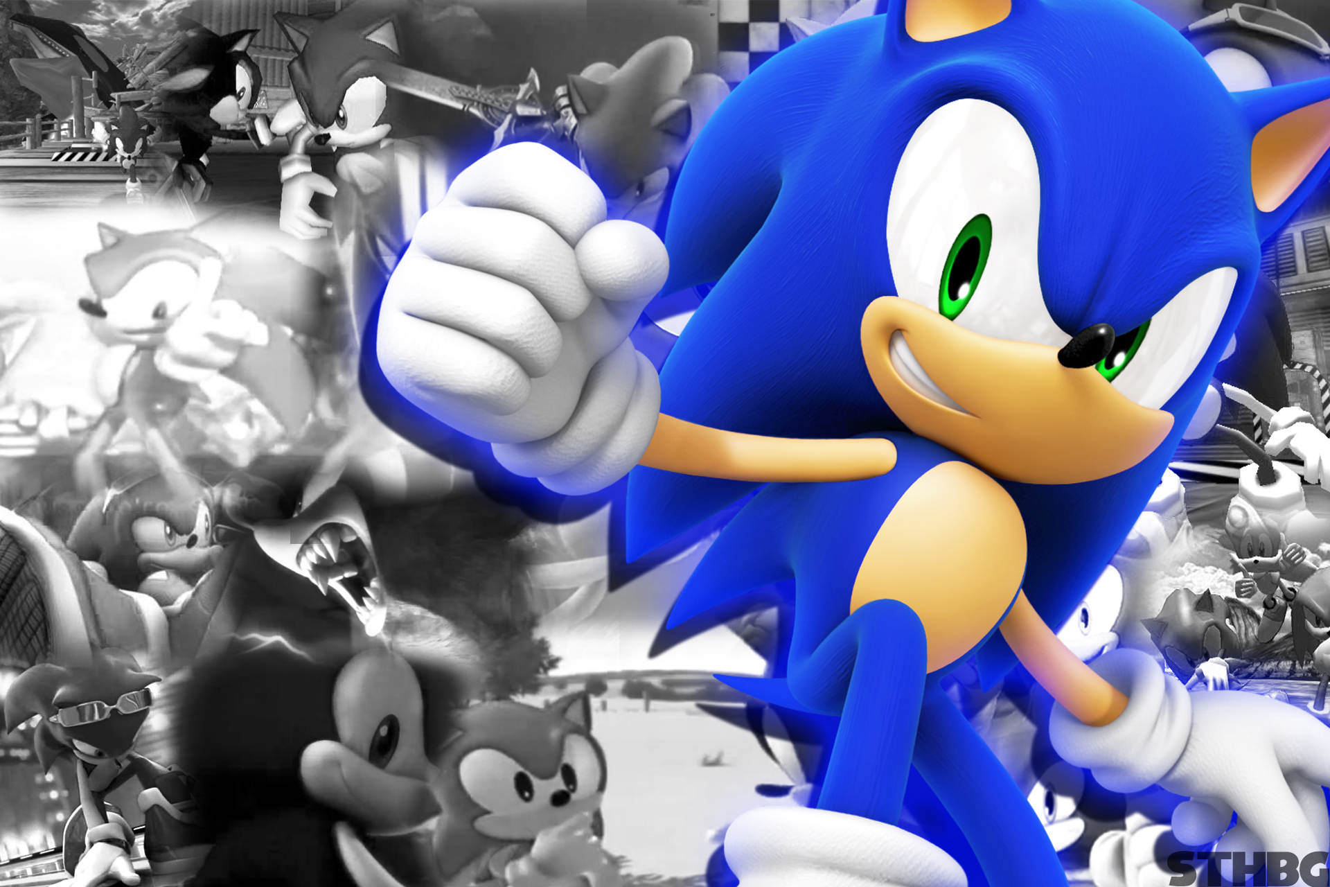 Sonic the Hedgehog and Shadow the Hedgehog collage HD Wallpaper