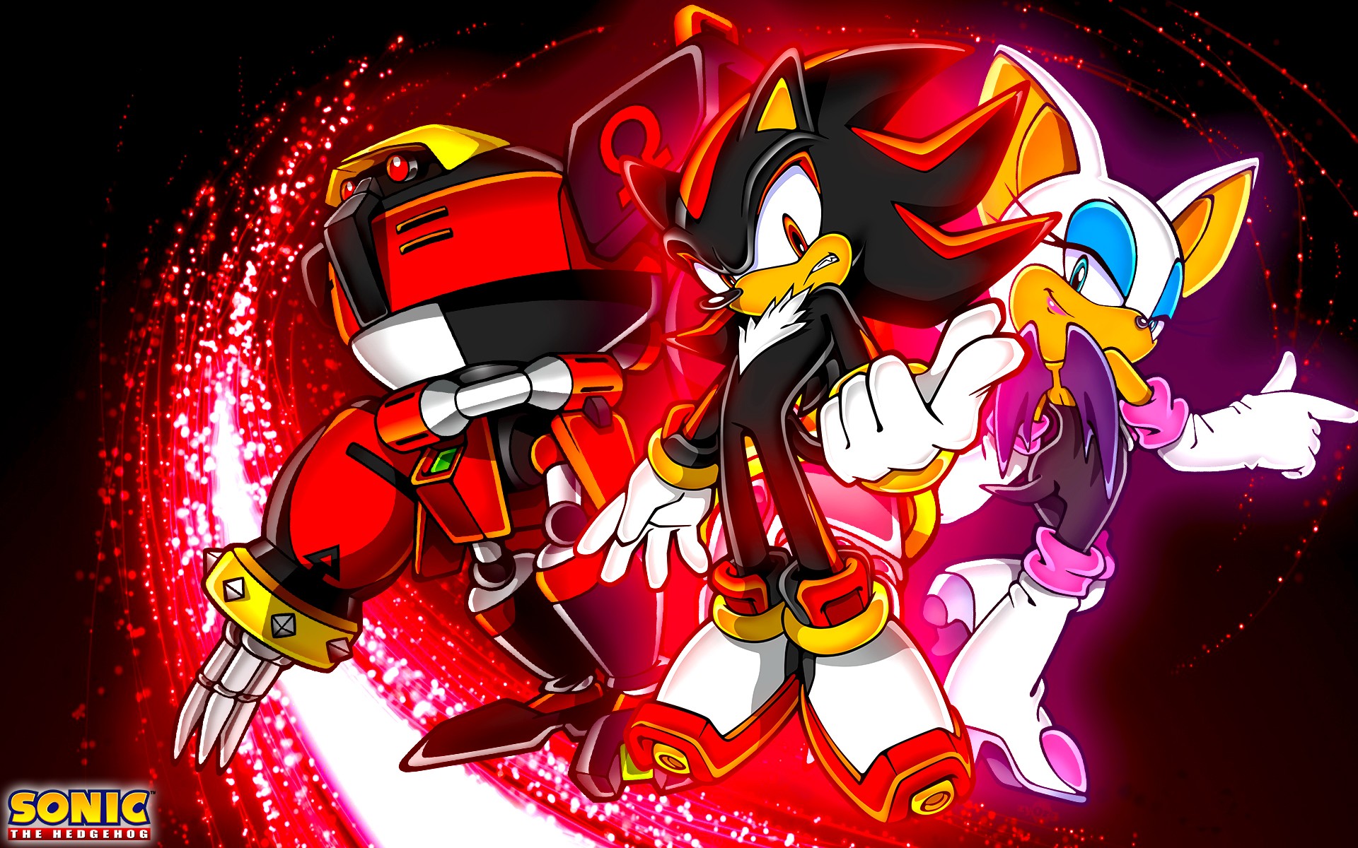 Shadow the Hedgehog, E-123 Omega, and Rouge the Bat from Sonic the Hedgehog HD Wallpaper