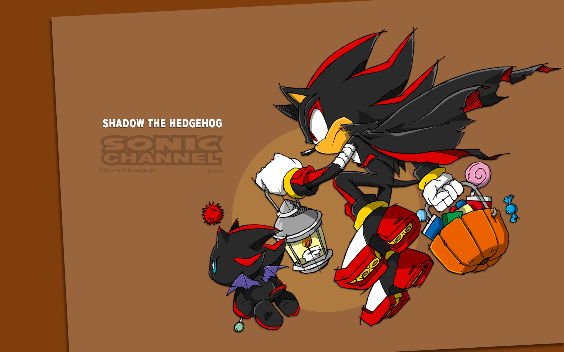 Shadow the Hedgehog and Chao with Halloween candy HD Wallpaper
