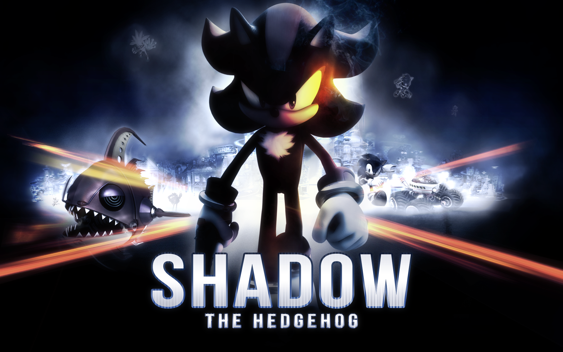 Shadow the Hedgehog with Intense Dark Aura HD Wallpaper