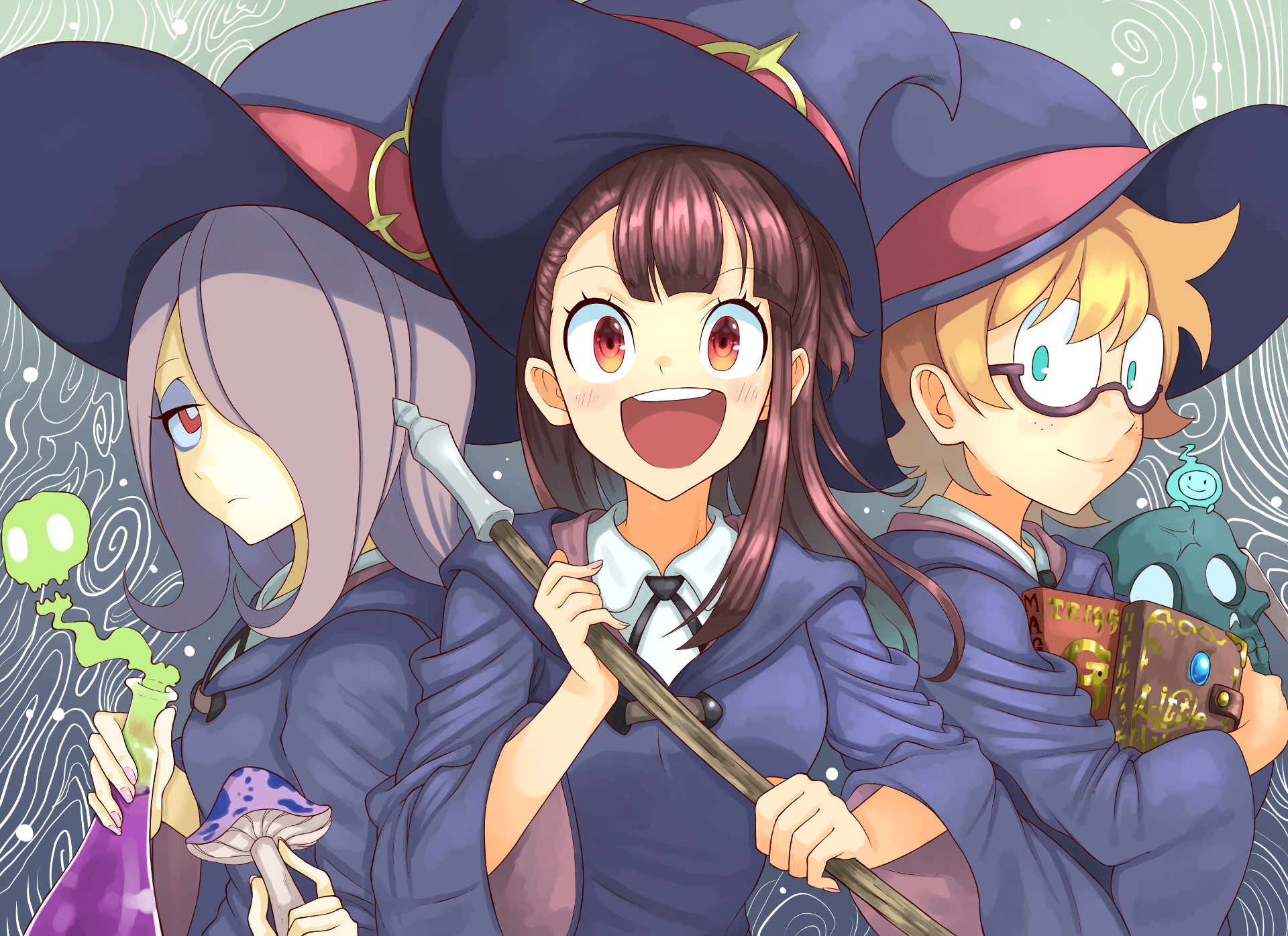 Three witches from Little Witch Academia HD Wallpaper