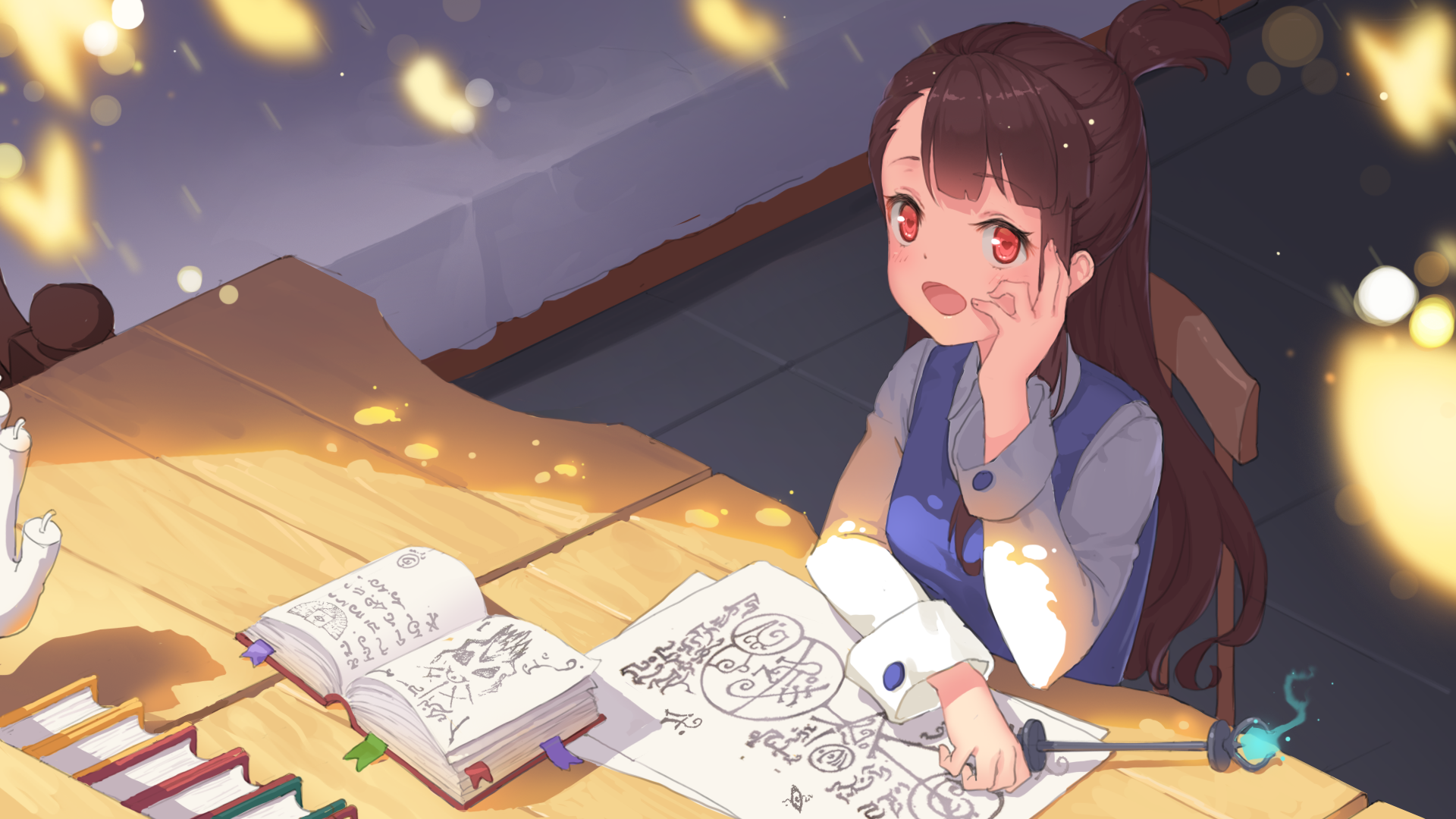 Atsuko Kagari studying magic HD Wallpaper