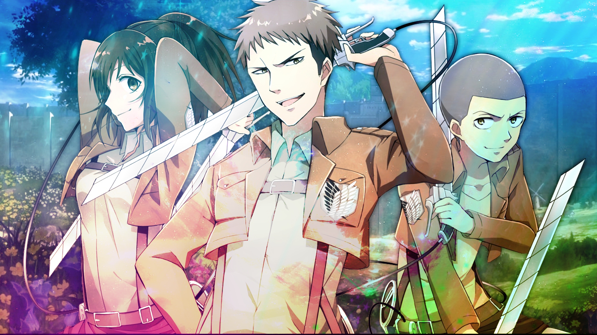 Attack on Titan characters Jean, Mikasa, and Connie HD Wallpaper