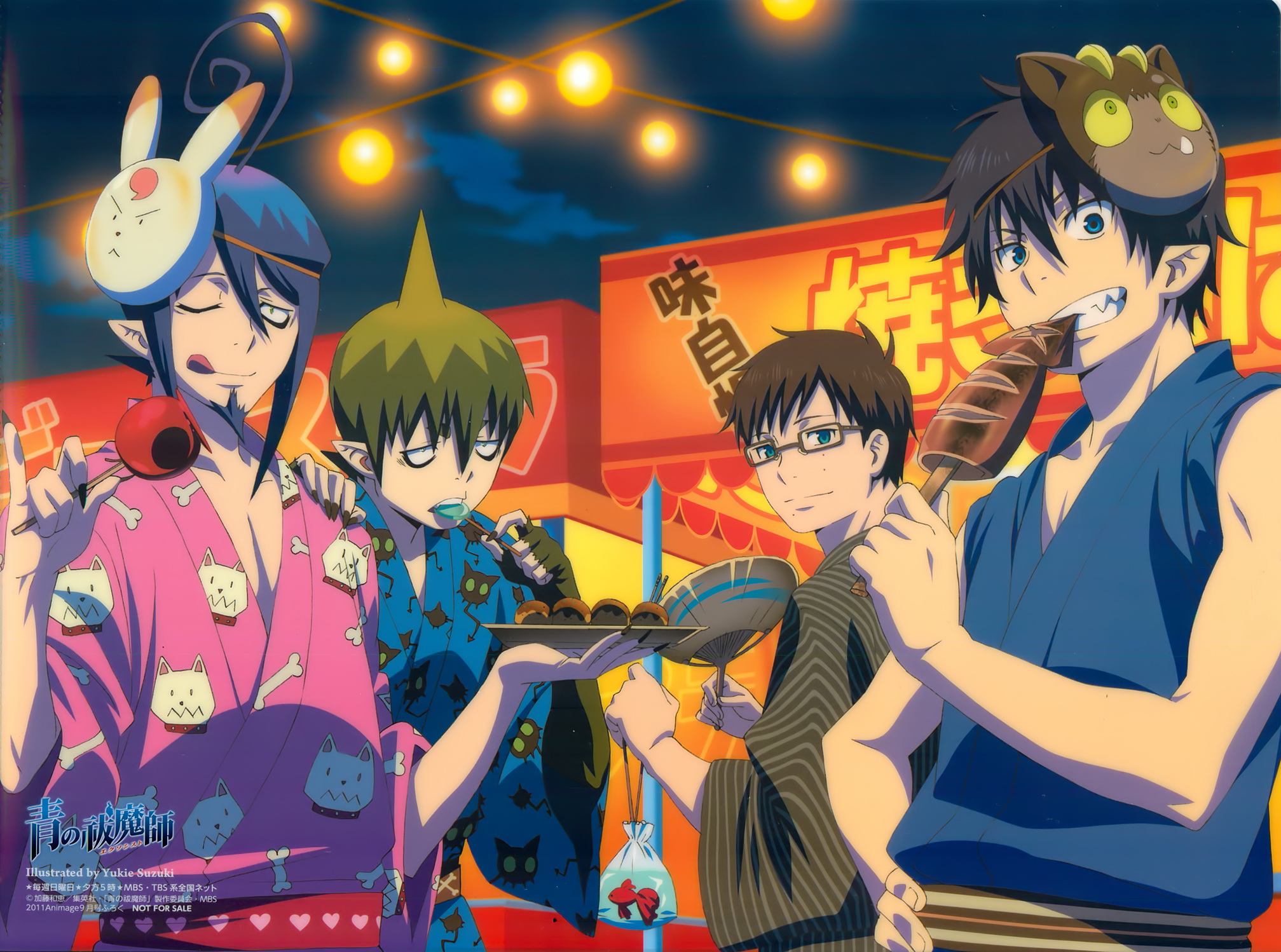 Four boys from Blue Exorcist at a festival HD Wallpaper