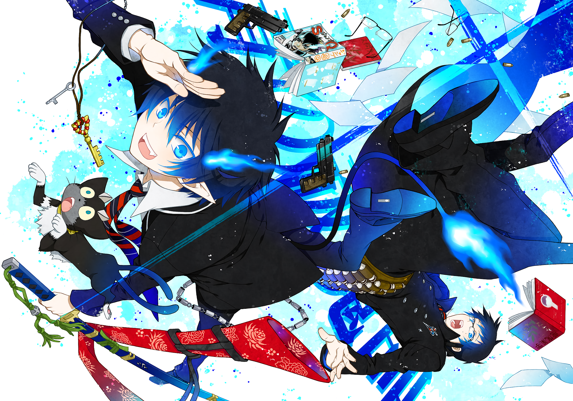 Yukio Okumura and Kuro from Blue Exorcist HD Wallpaper