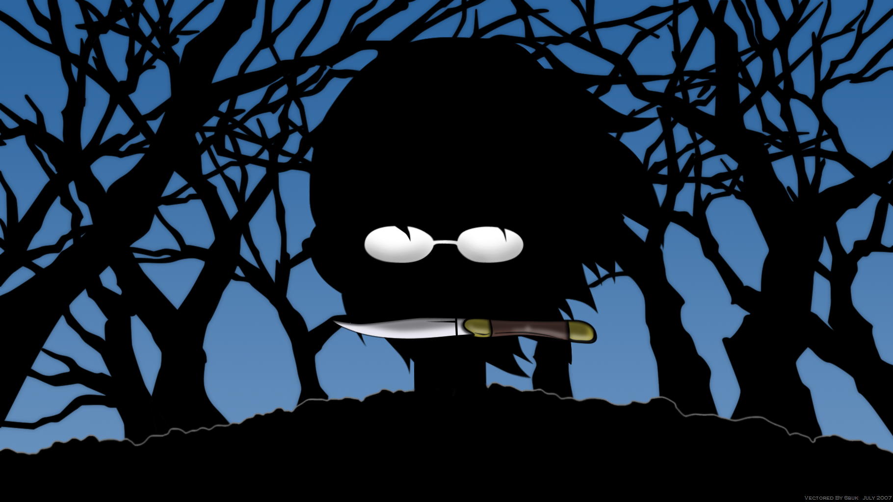 Nozomu Itoshiki with knife and glasses in forest HD Wallpaper
