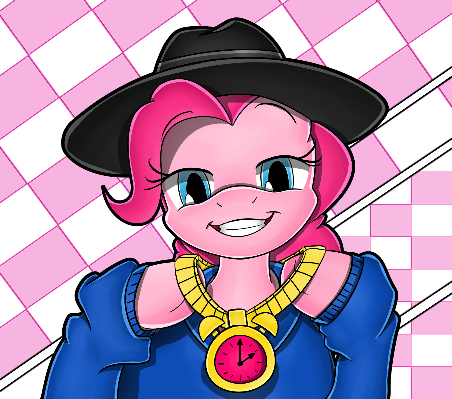 Pinkie Pie from My Little Pony wearing a hat and necklace HD Wallpaper