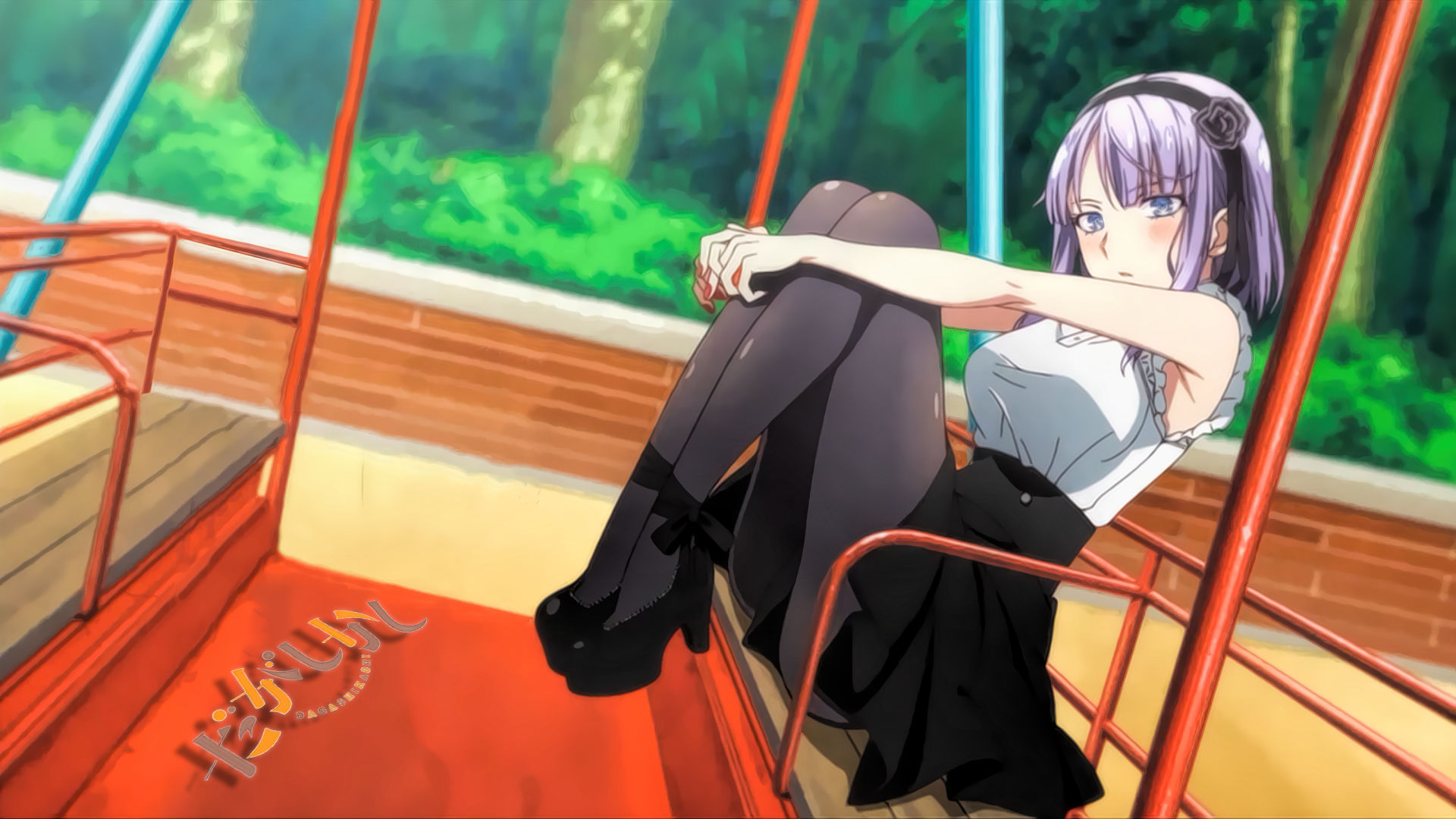 Hotaru Shidare on a swing set HD Wallpaper