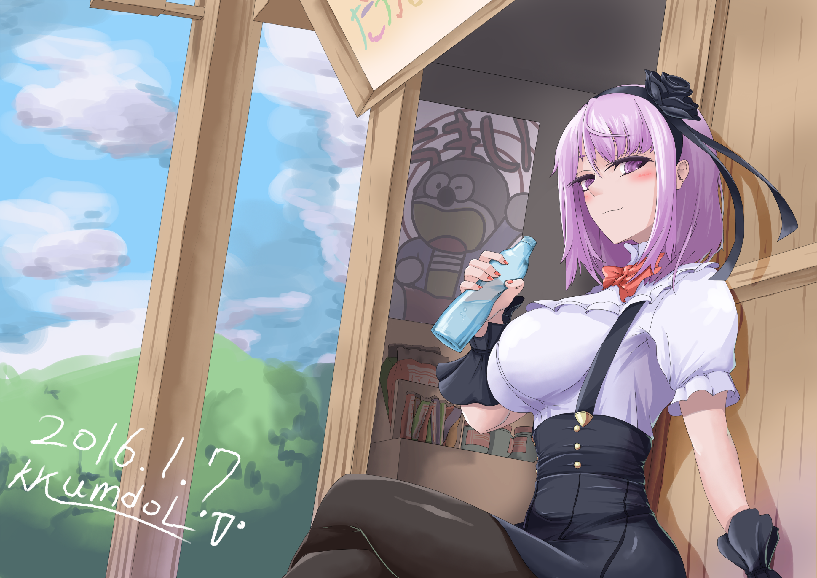 Shidare Hotaru drinking from a bottle HD Wallpaper