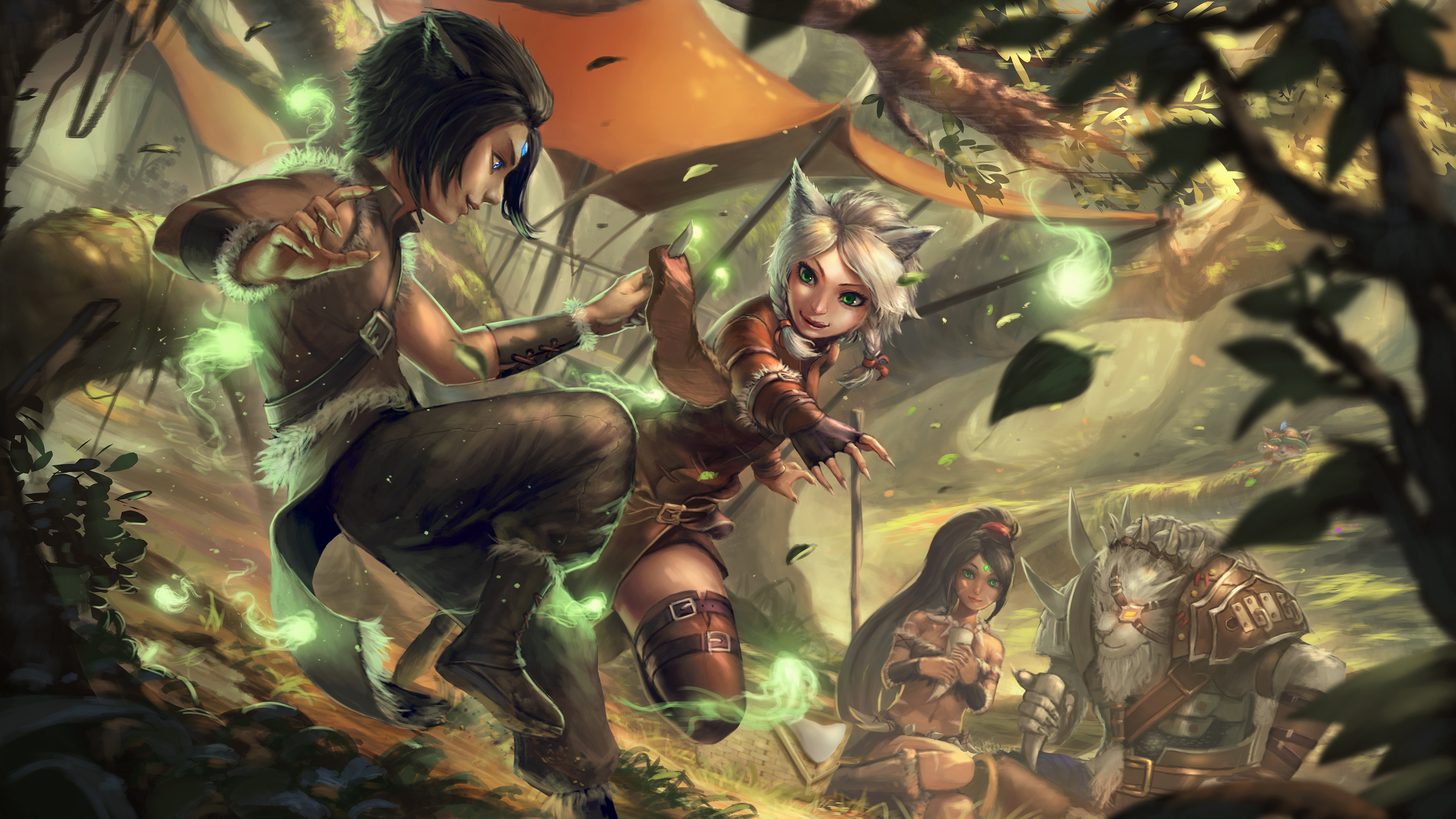 Rengar and companions in a forest HD Wallpaper