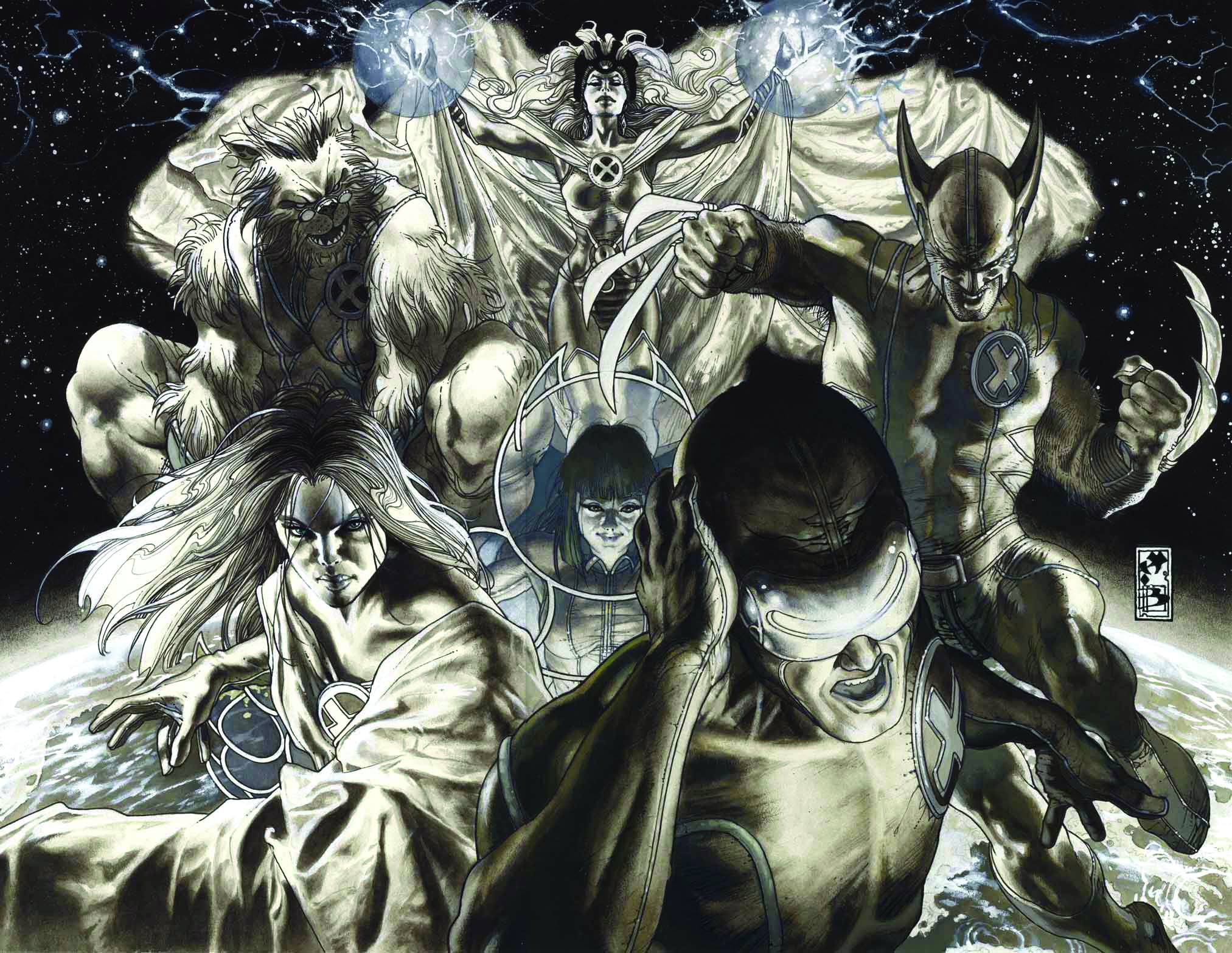 X-Men characters including Beast, Wolverine, Storm, and Cyclops HD Wallpaper