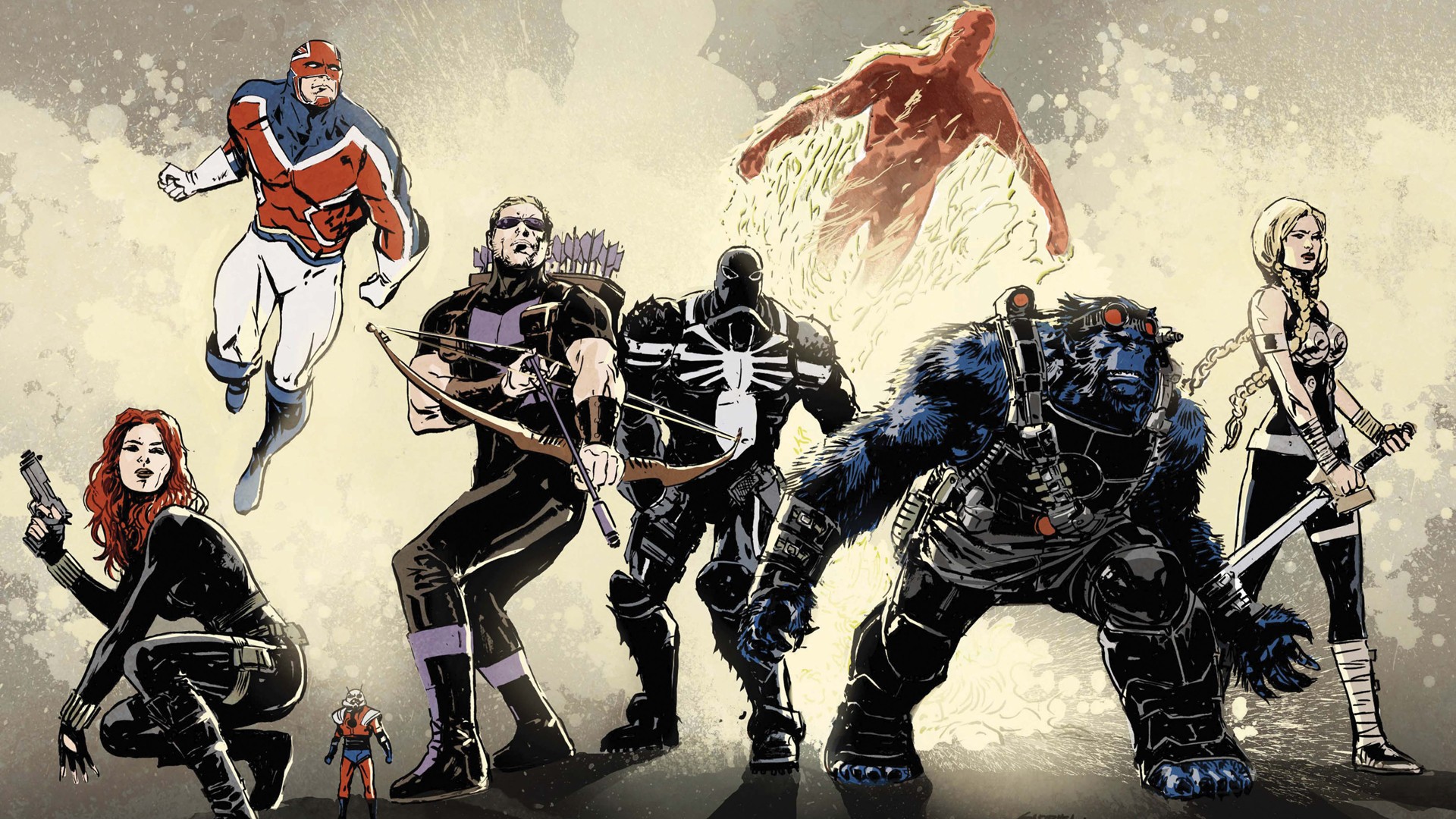 Marvel Comics characters including Beast, Venom, and Hawkeye HD Wallpaper