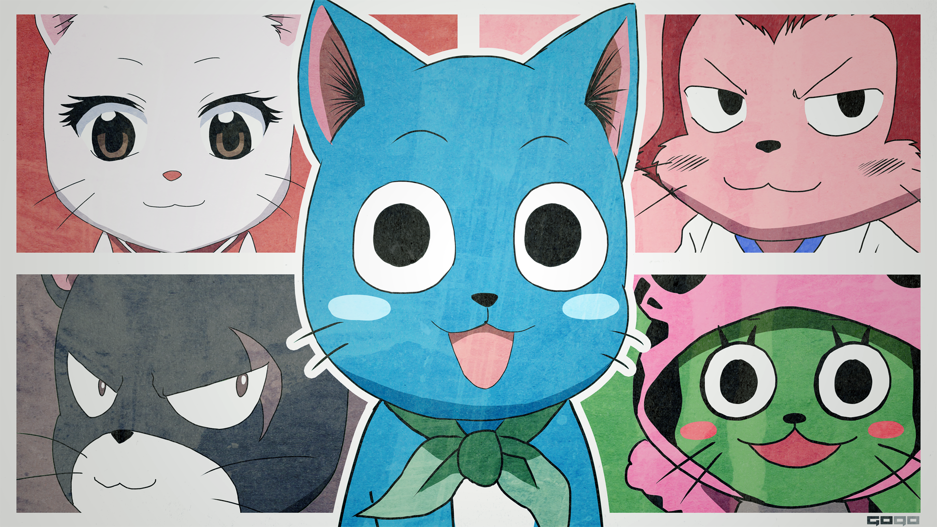 Happy and other cats from Fairy Tail HD Wallpaper
