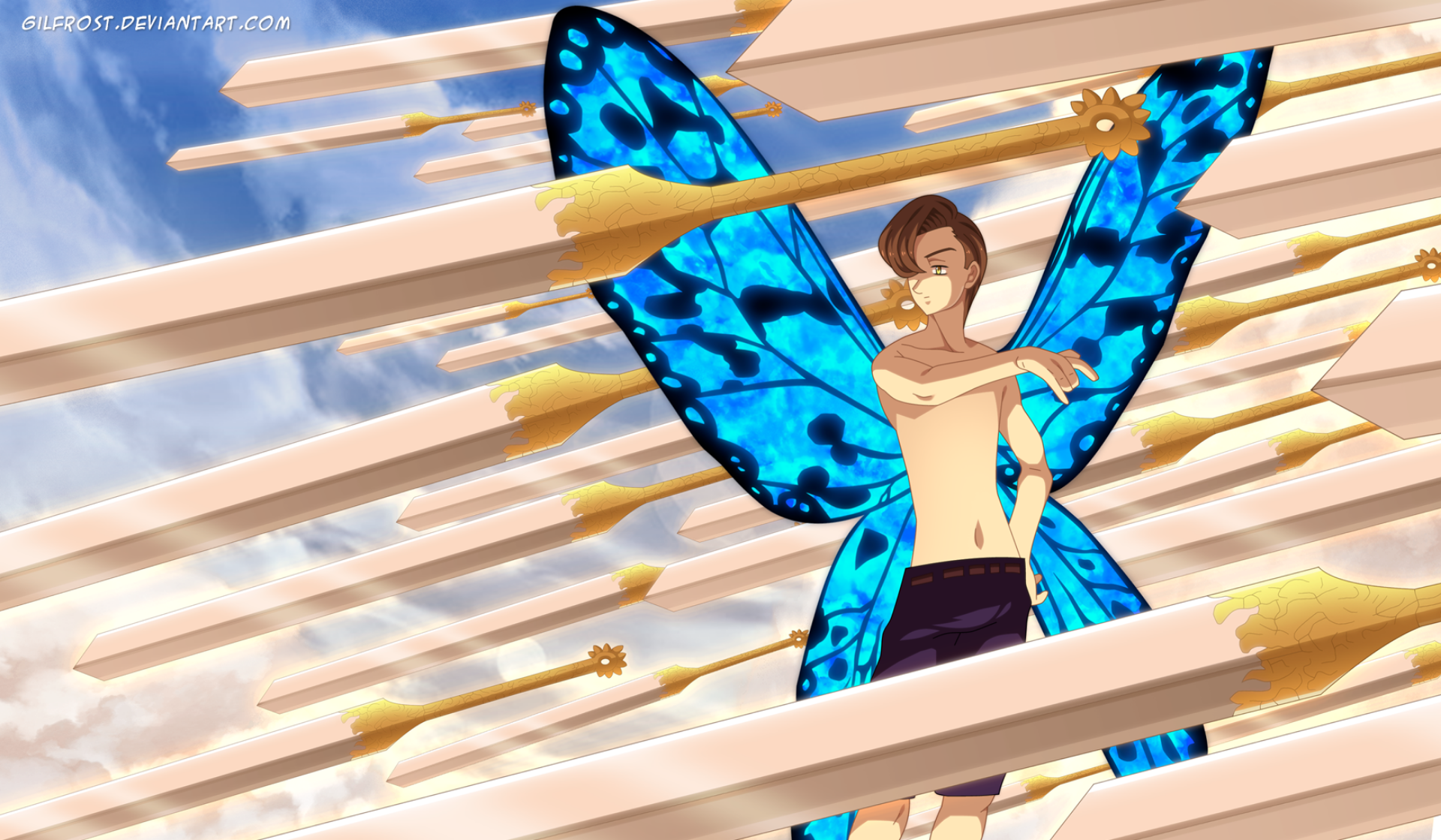 King from The Seven Deadly Sins with butterfly wings HD Wallpaper