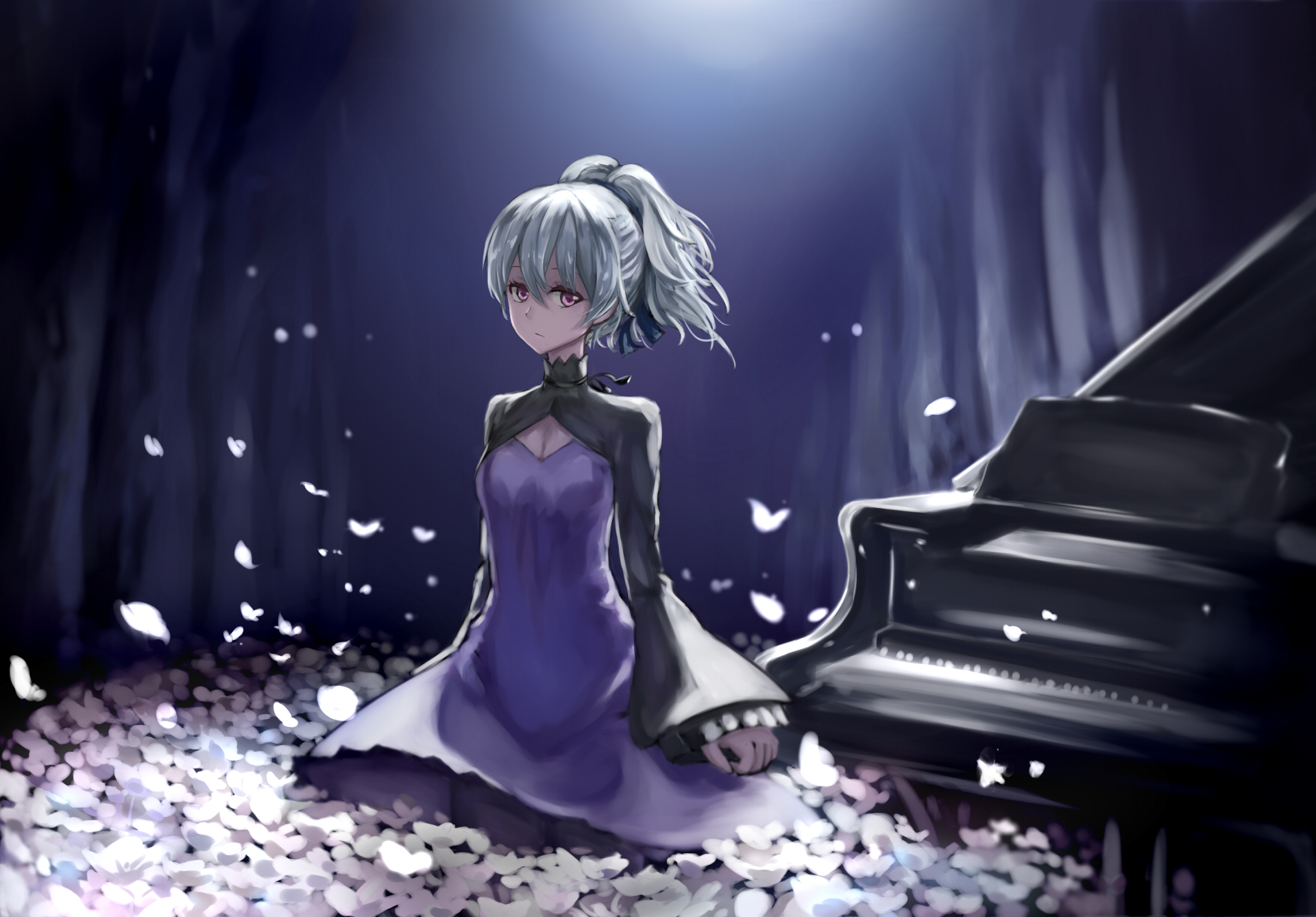 Yin from Darker Than Black with a piano HD Wallpaper