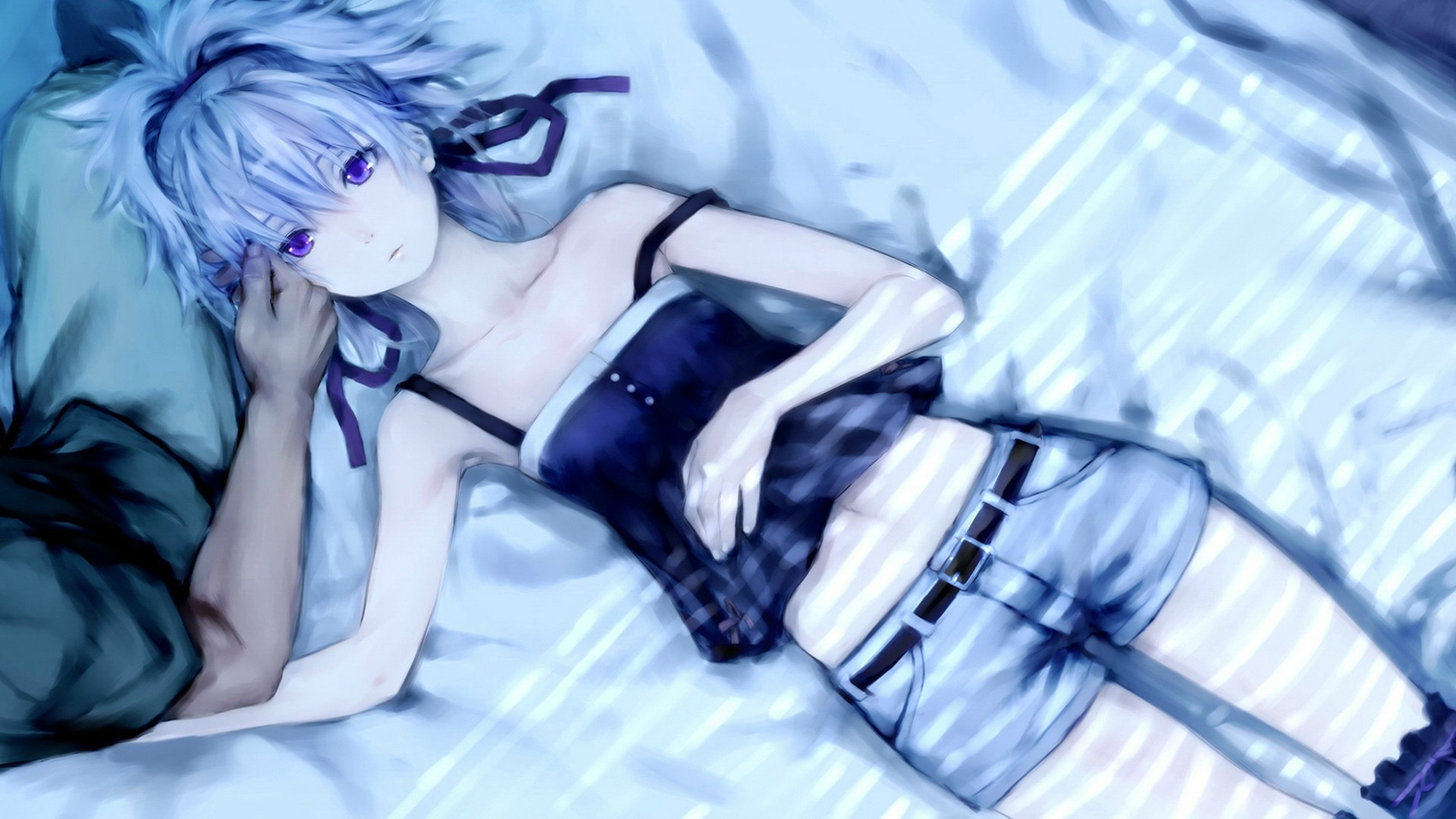 Yin from Darker Than Black lying on a bed HD Wallpaper