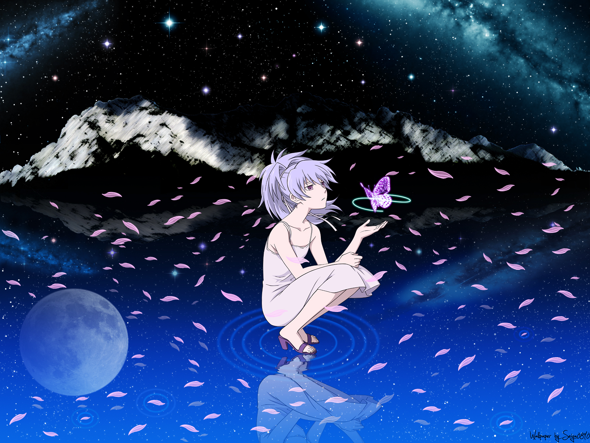 Yin from Darker Than Black with a butterfly HD Wallpaper