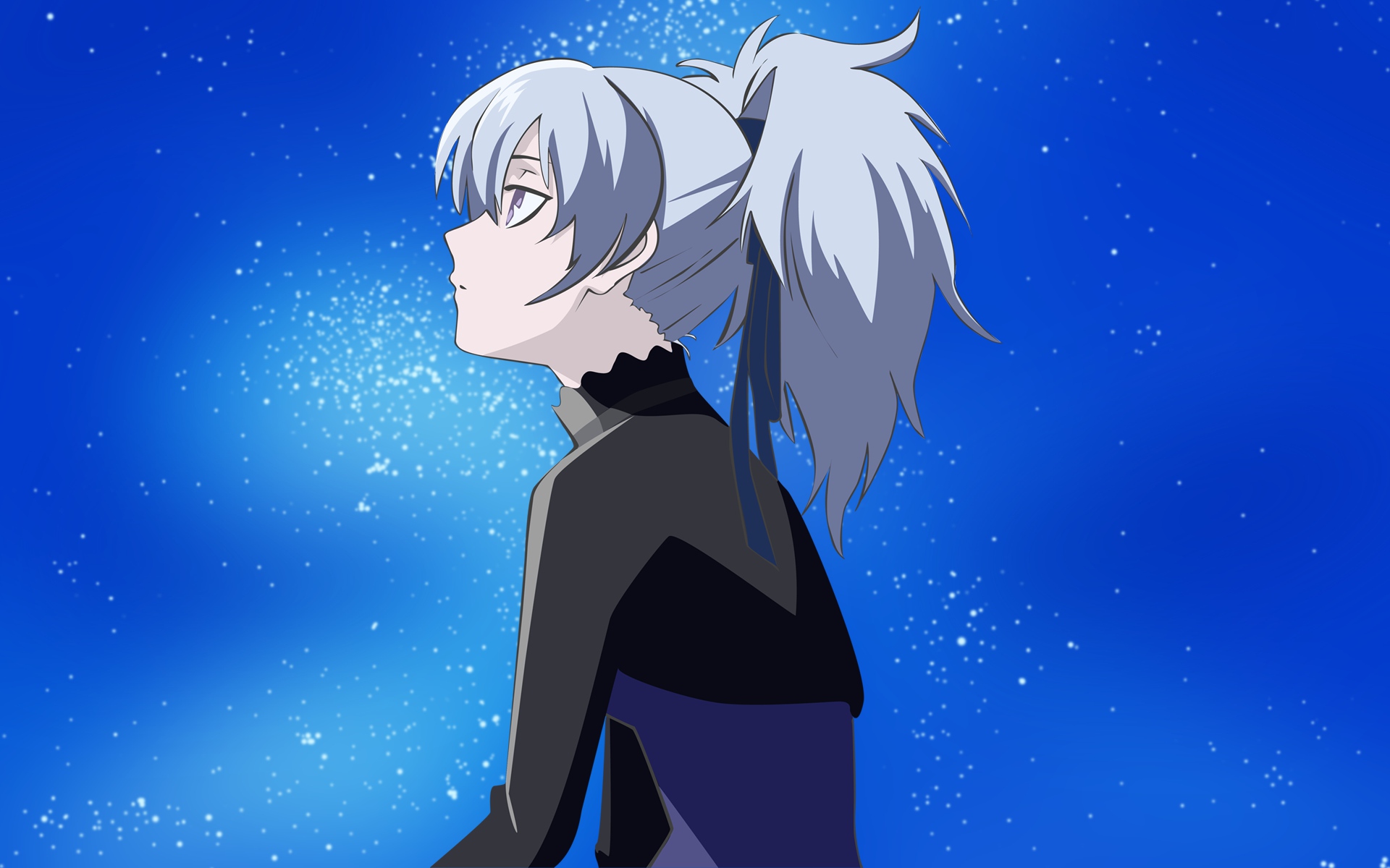 Yin from Darker Than Black looking up at the starry sky HD Wallpaper