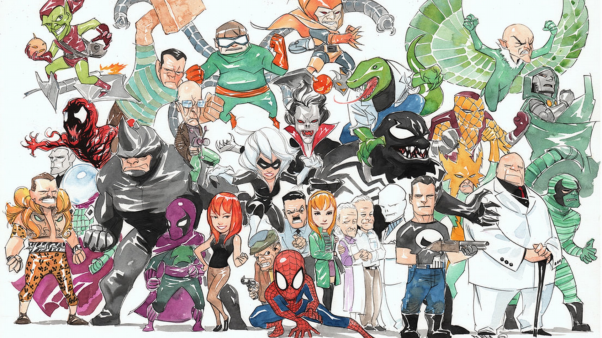Spider-Man Villains and Heroes Group HD Wallpaper