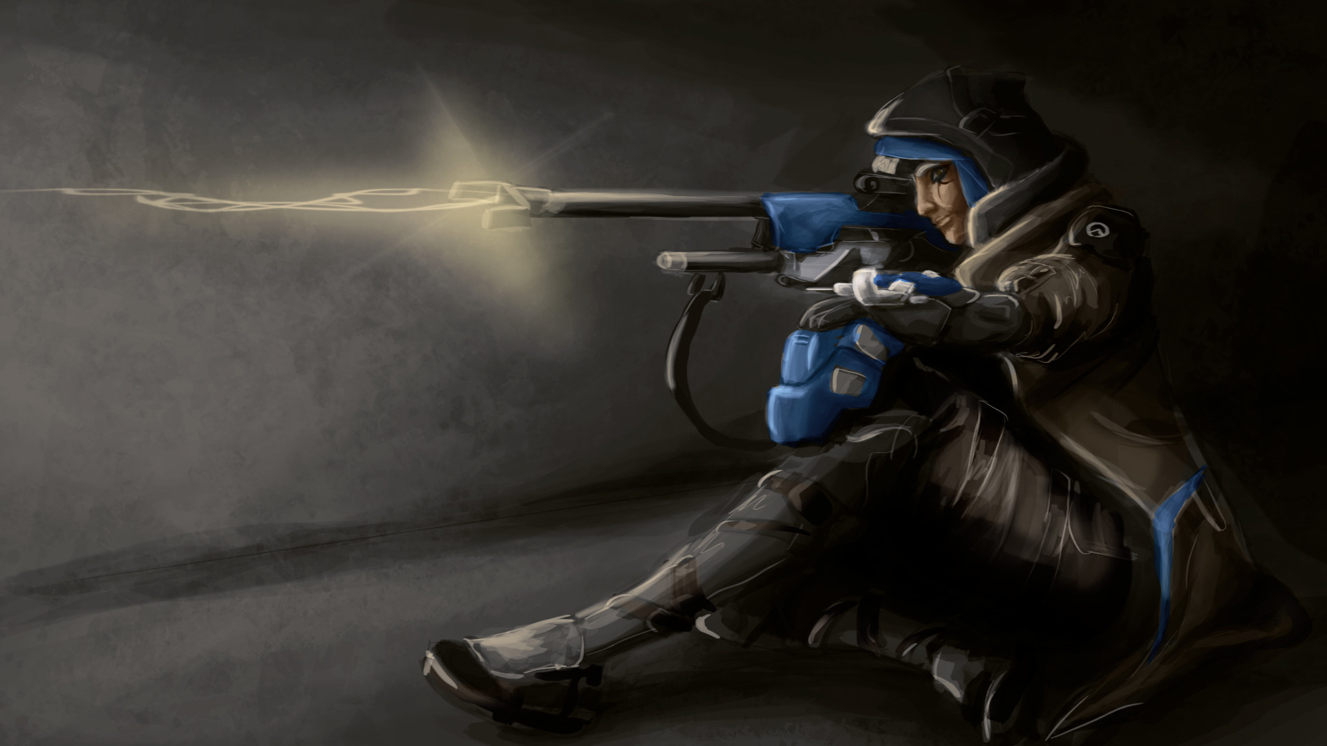 Ana from Overwatch aiming a sniper rifle HD Wallpaper