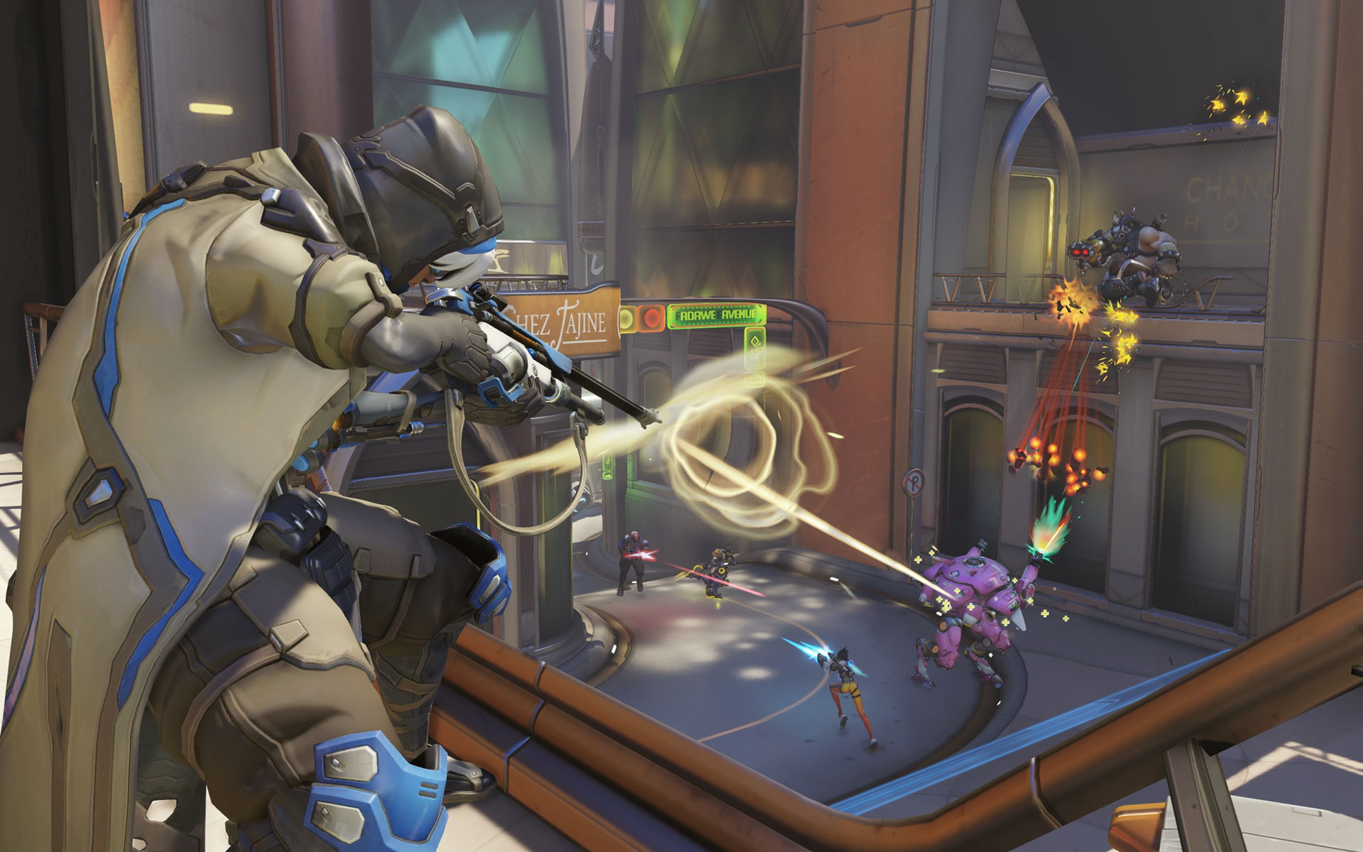Ana from Overwatch in combat HD Wallpaper