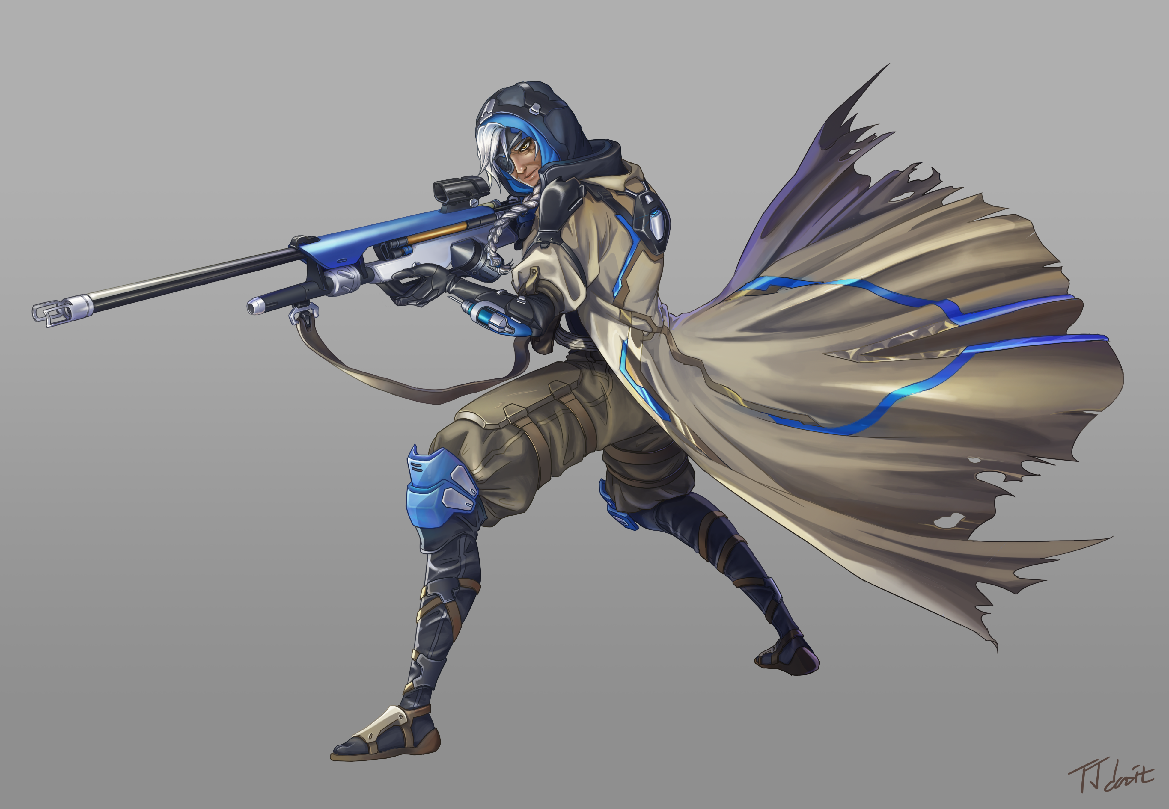 Ana from Overwatch holding a sniper rifle HD Wallpaper