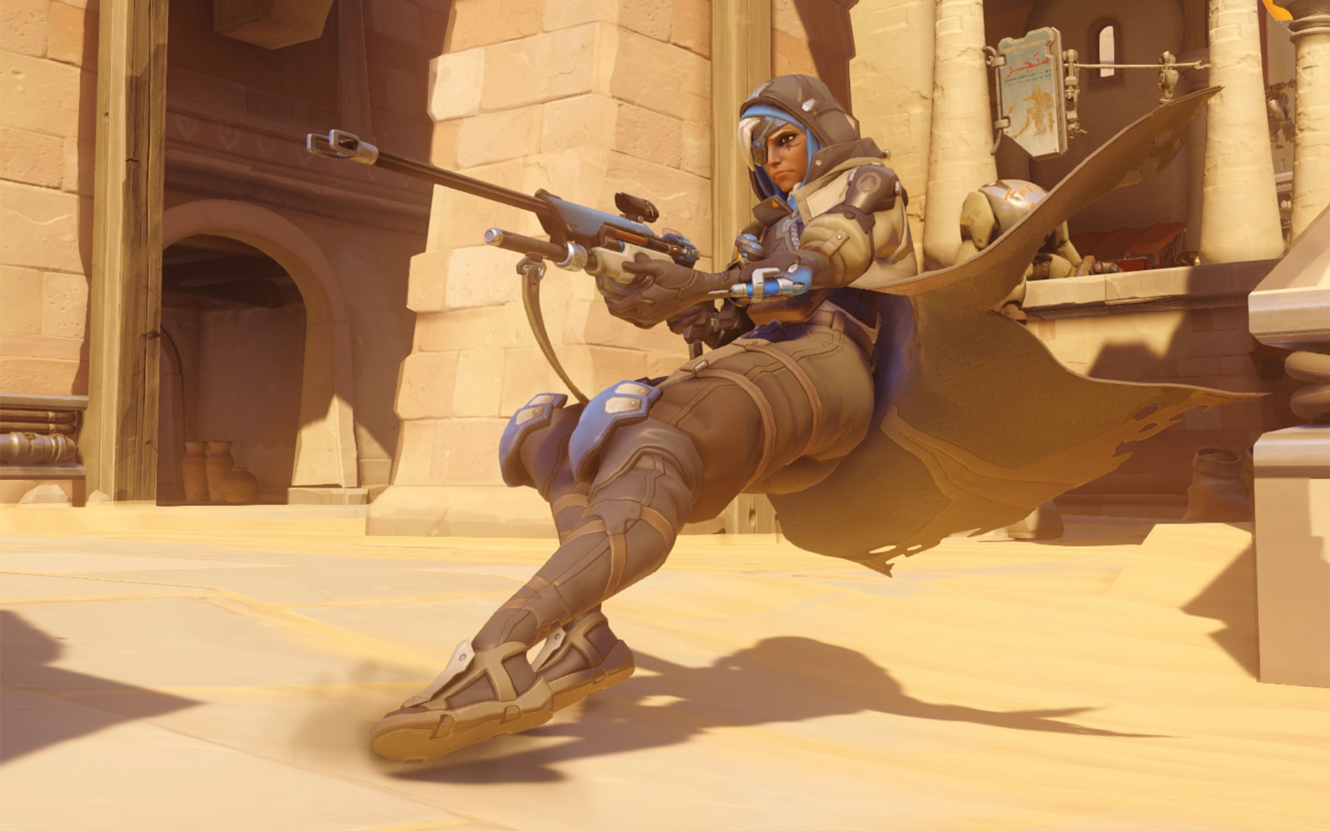 Ana from Overwatch holding a sniper rifle HD Wallpaper