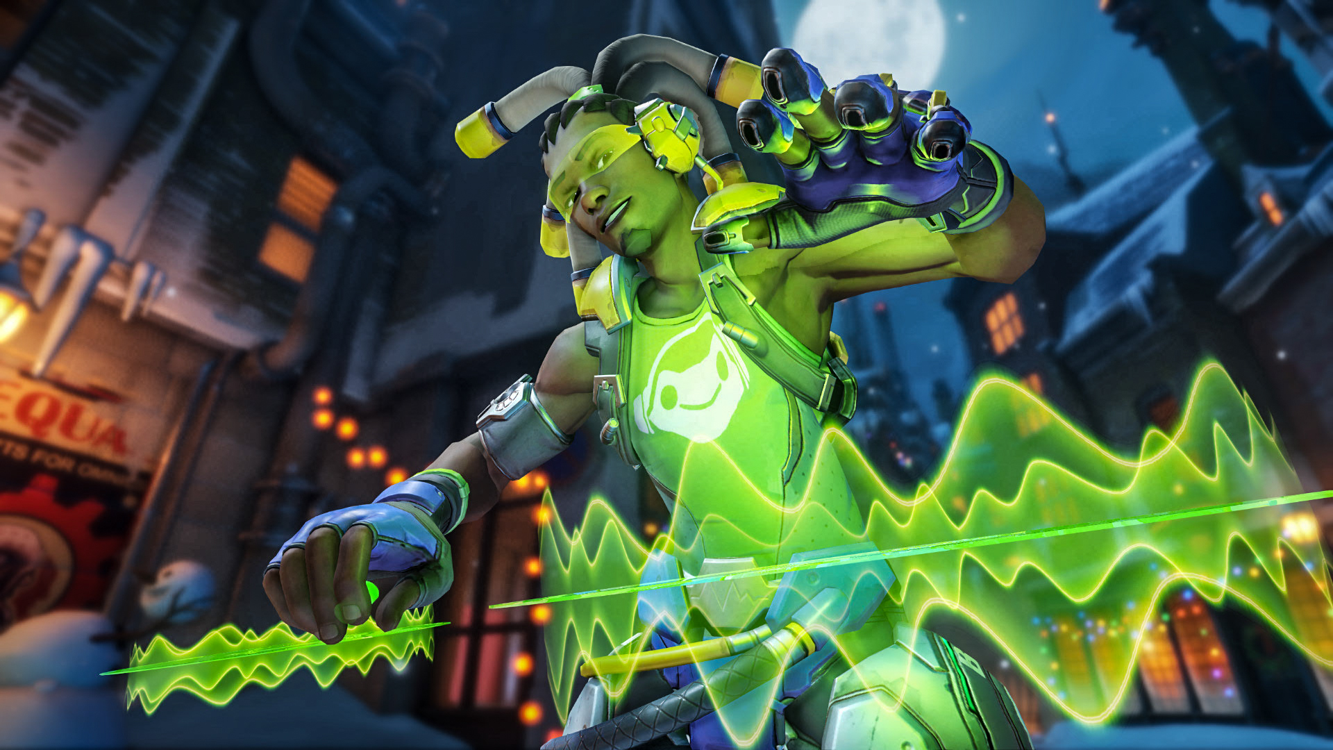Lúcio from Overwatch in a winter setting HD Wallpaper
