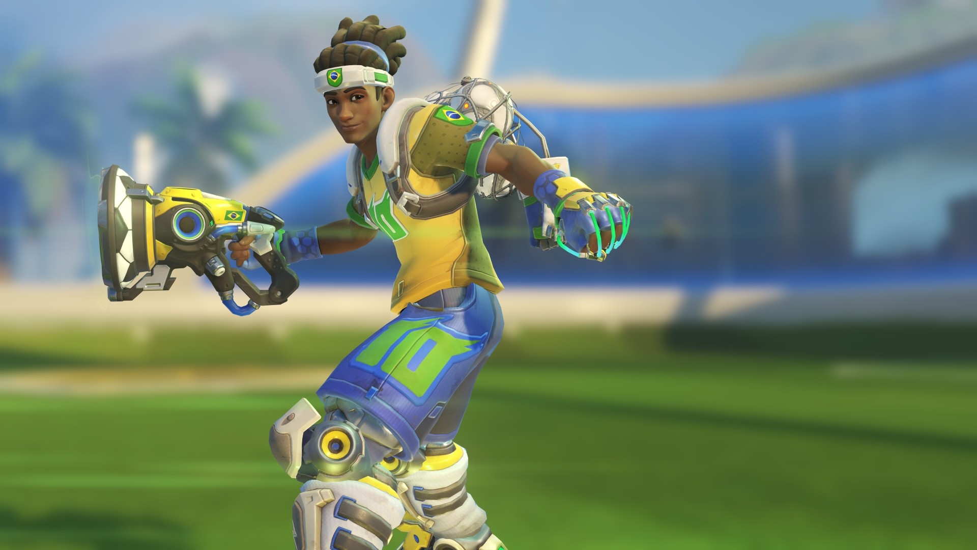 Lúcio from Overwatch in Brazil-themed attire HD Wallpaper