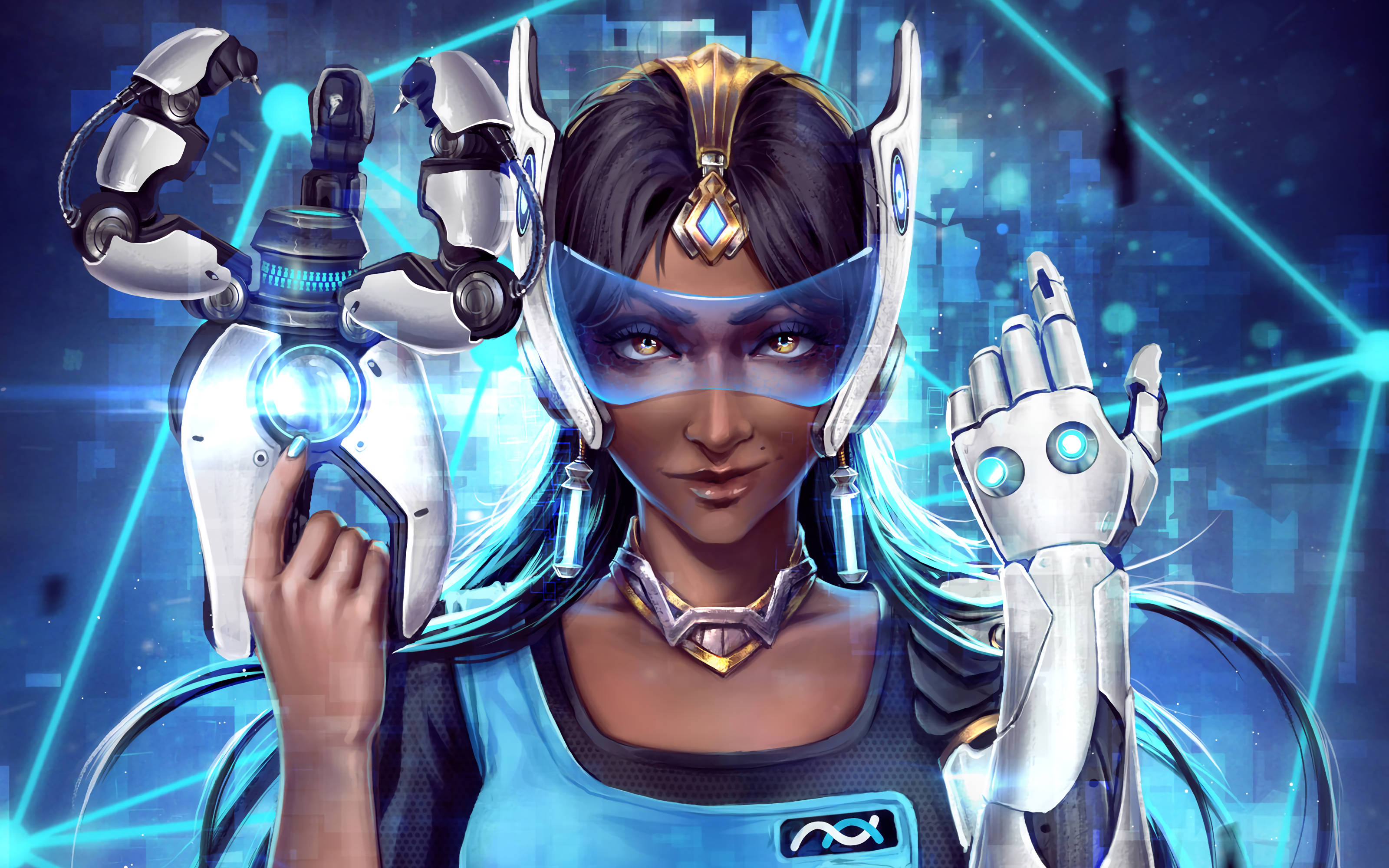 Symmetra from Overwatch with robotic arms HD Wallpaper