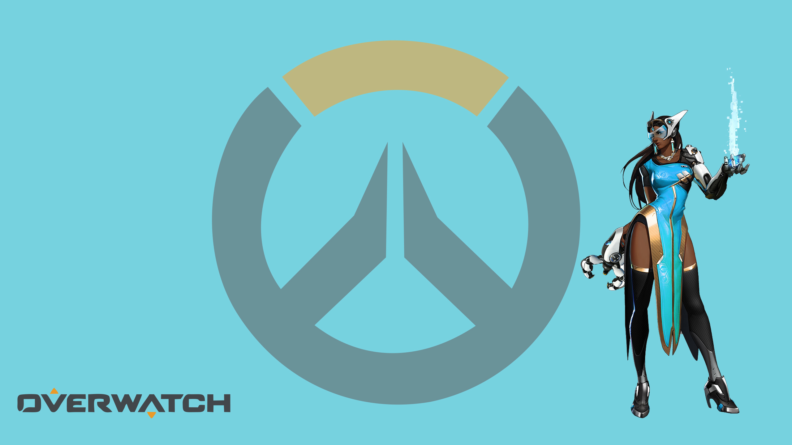 Symmetra from Overwatch with Overwatch logo HD Wallpaper