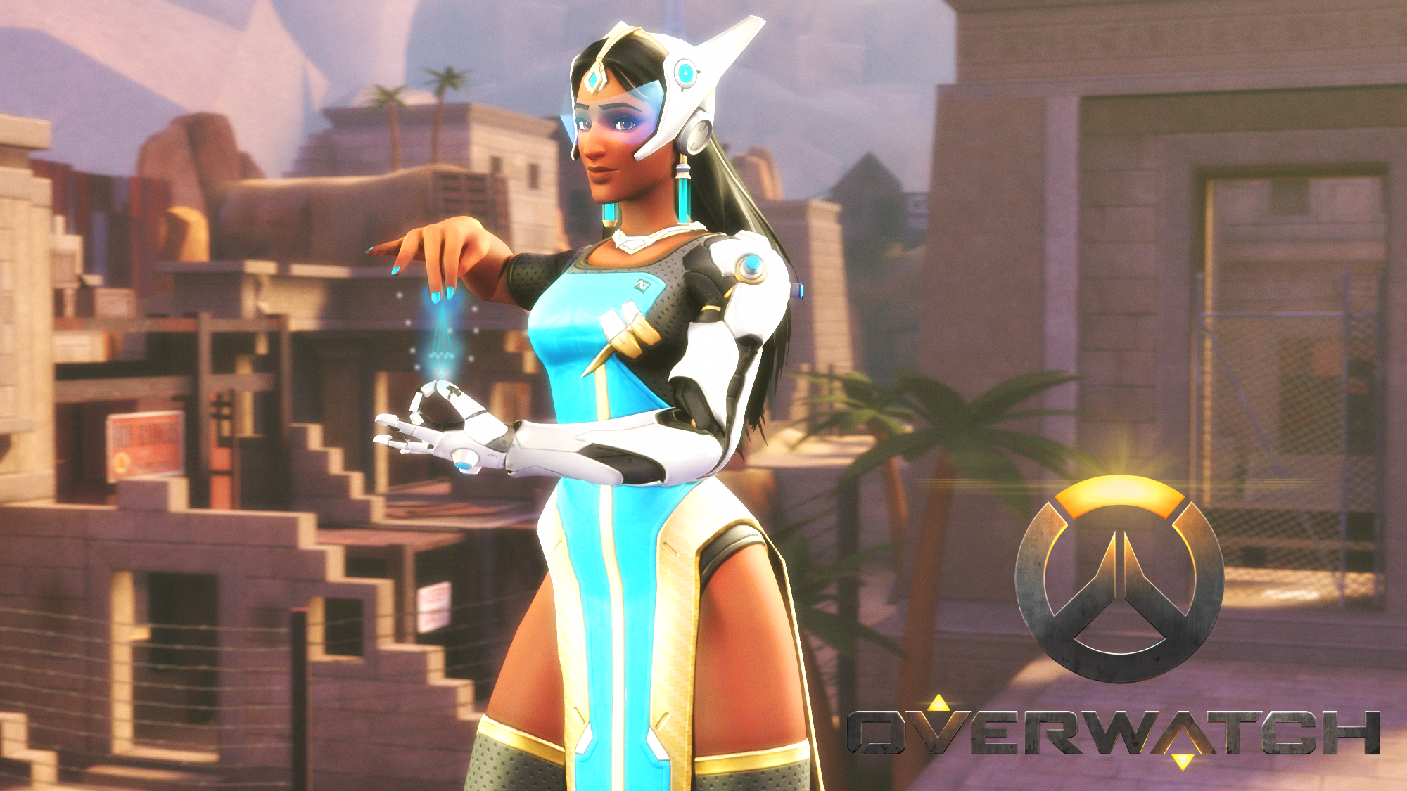 Symmetra from Overwatch in Oasis City HD Wallpaper