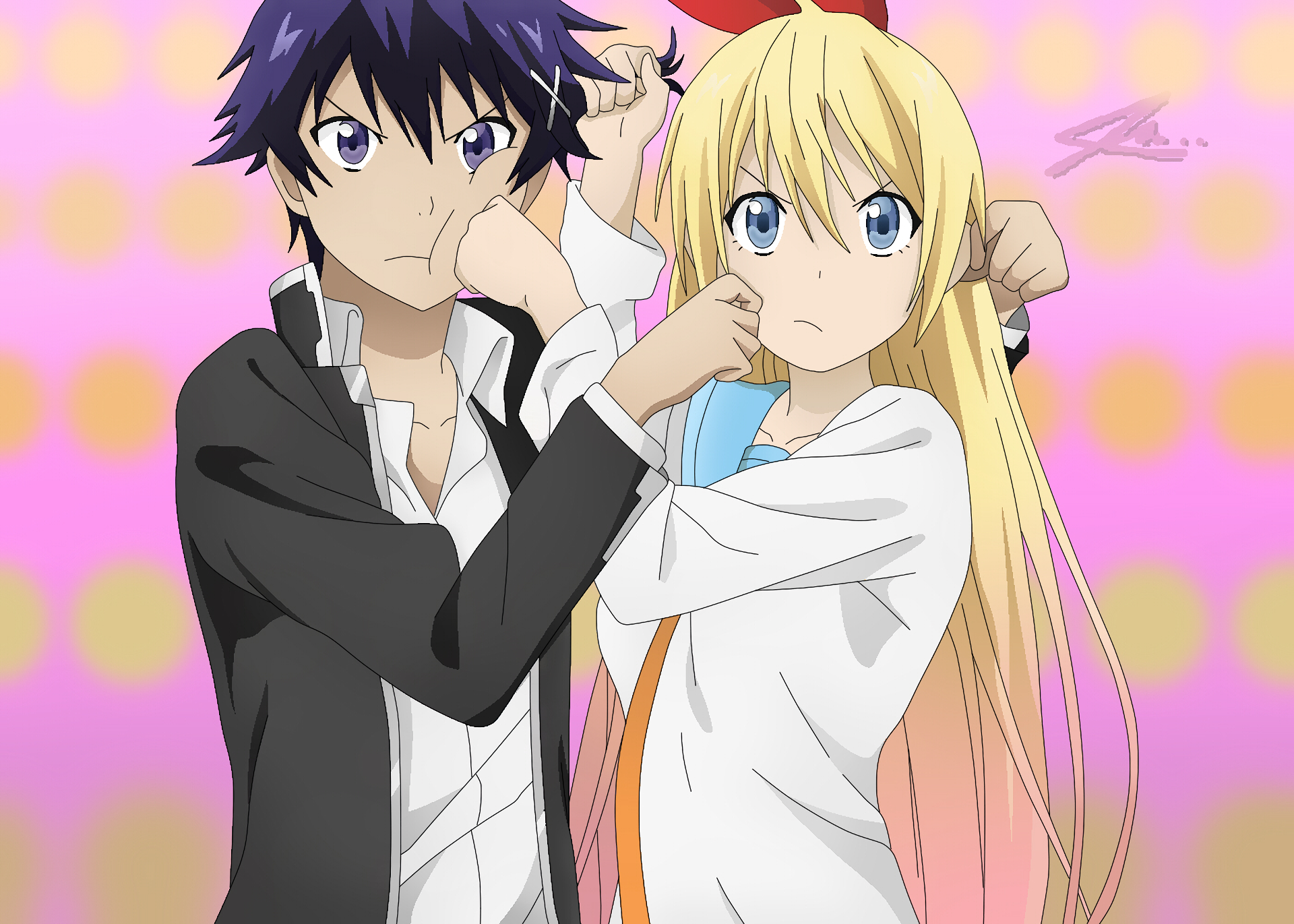 Raku Ichijō and Chitoge Kirisaki from Nisekoi HD Wallpaper