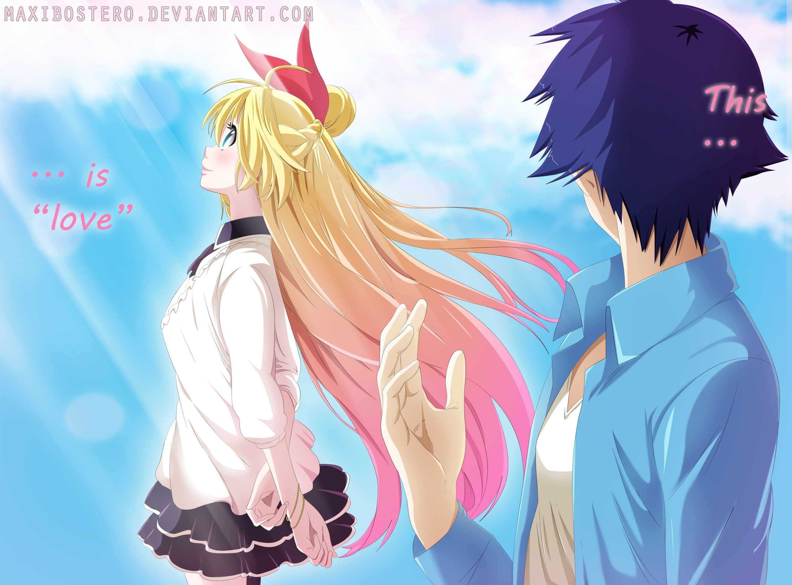 Chitoge Kirisaki and Raku Ichijo from Nisekoi HD Wallpaper