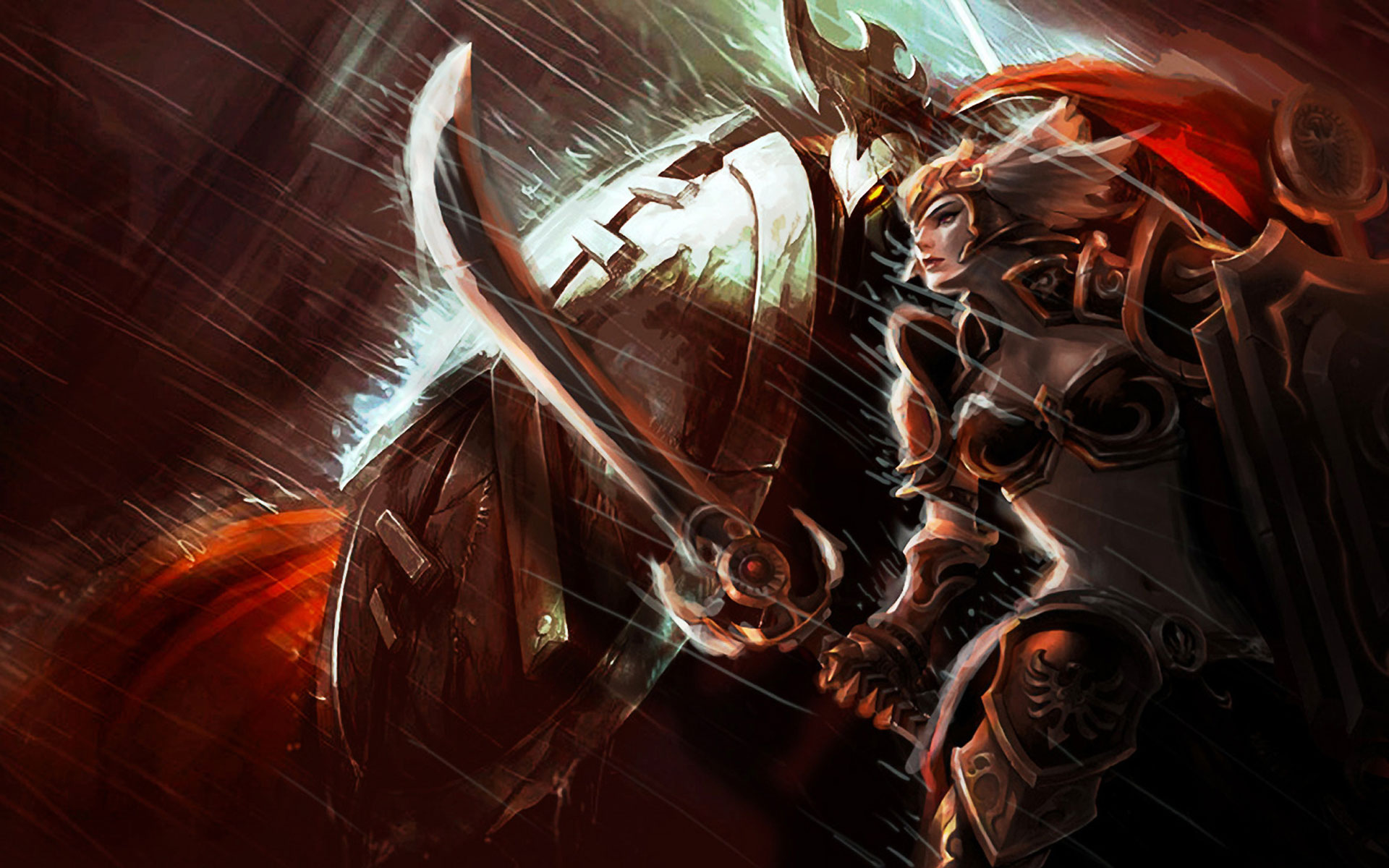 Leona from League of Legends in battle HD Wallpaper