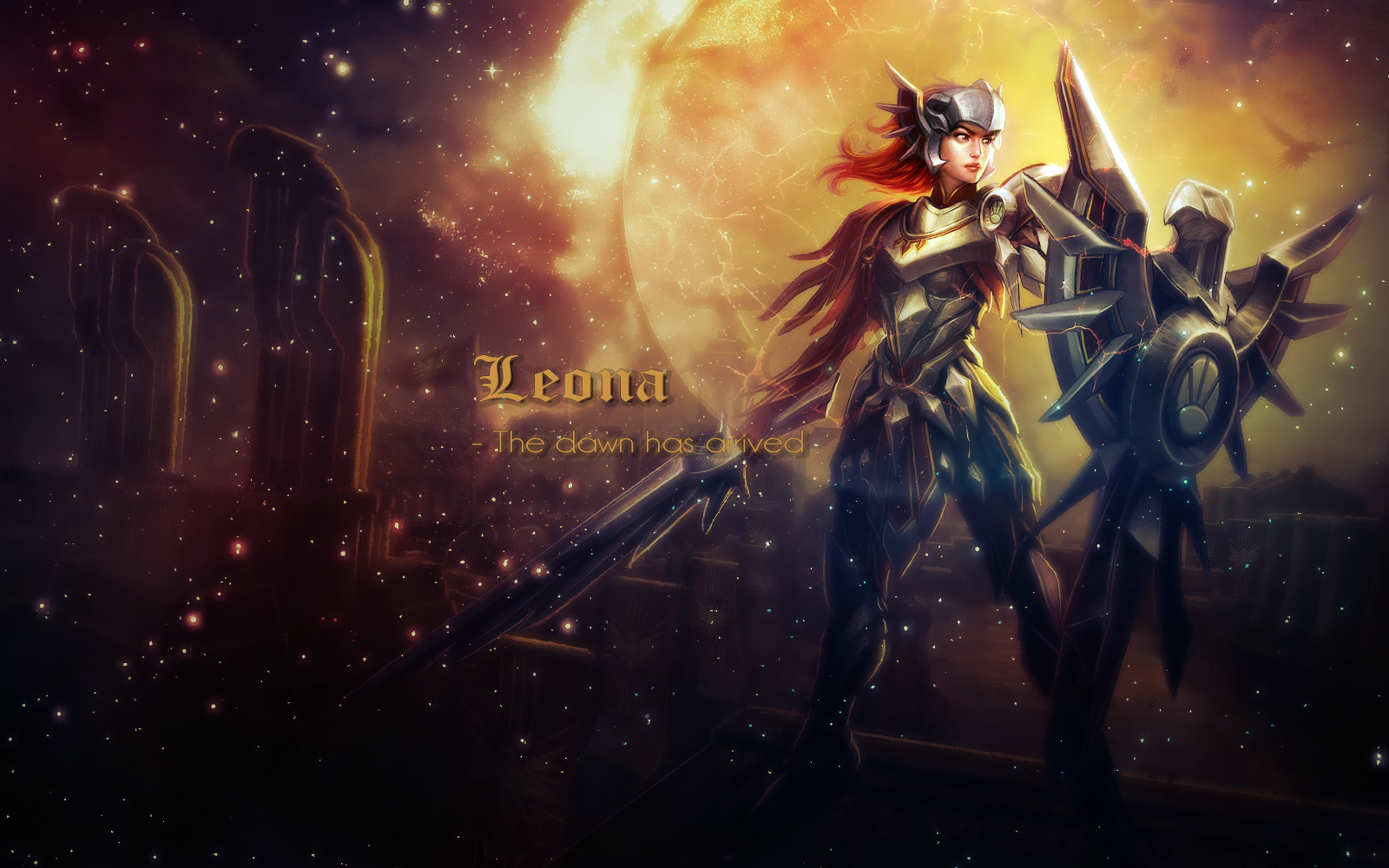 Leona from League of Legends with sword and shield HD Wallpaper