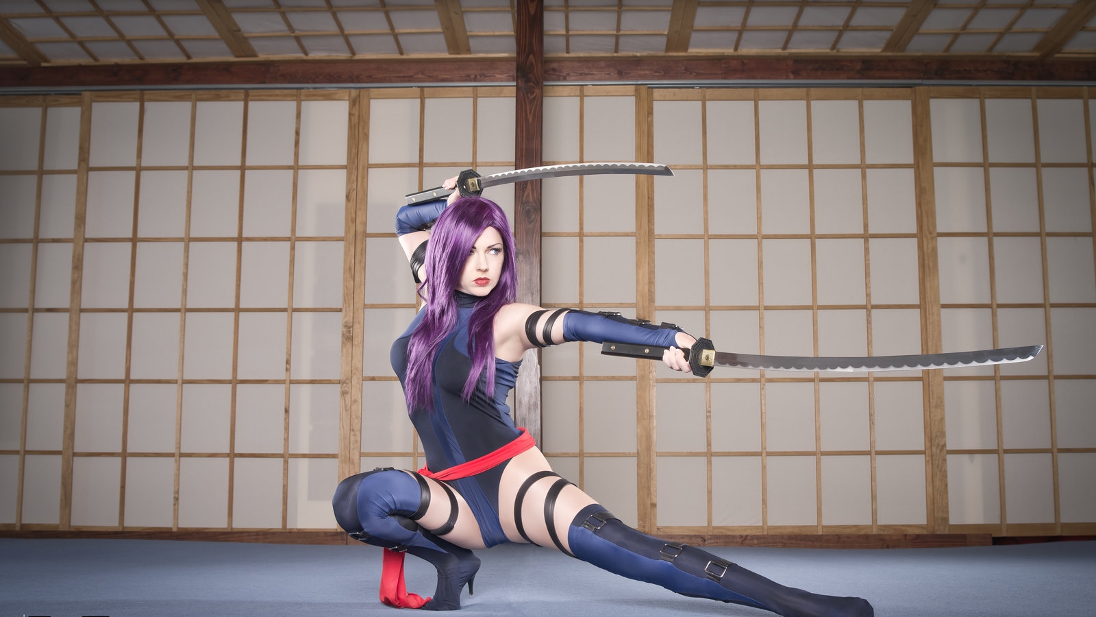 Psylocke from Marvel Comics with katanas HD Wallpaper