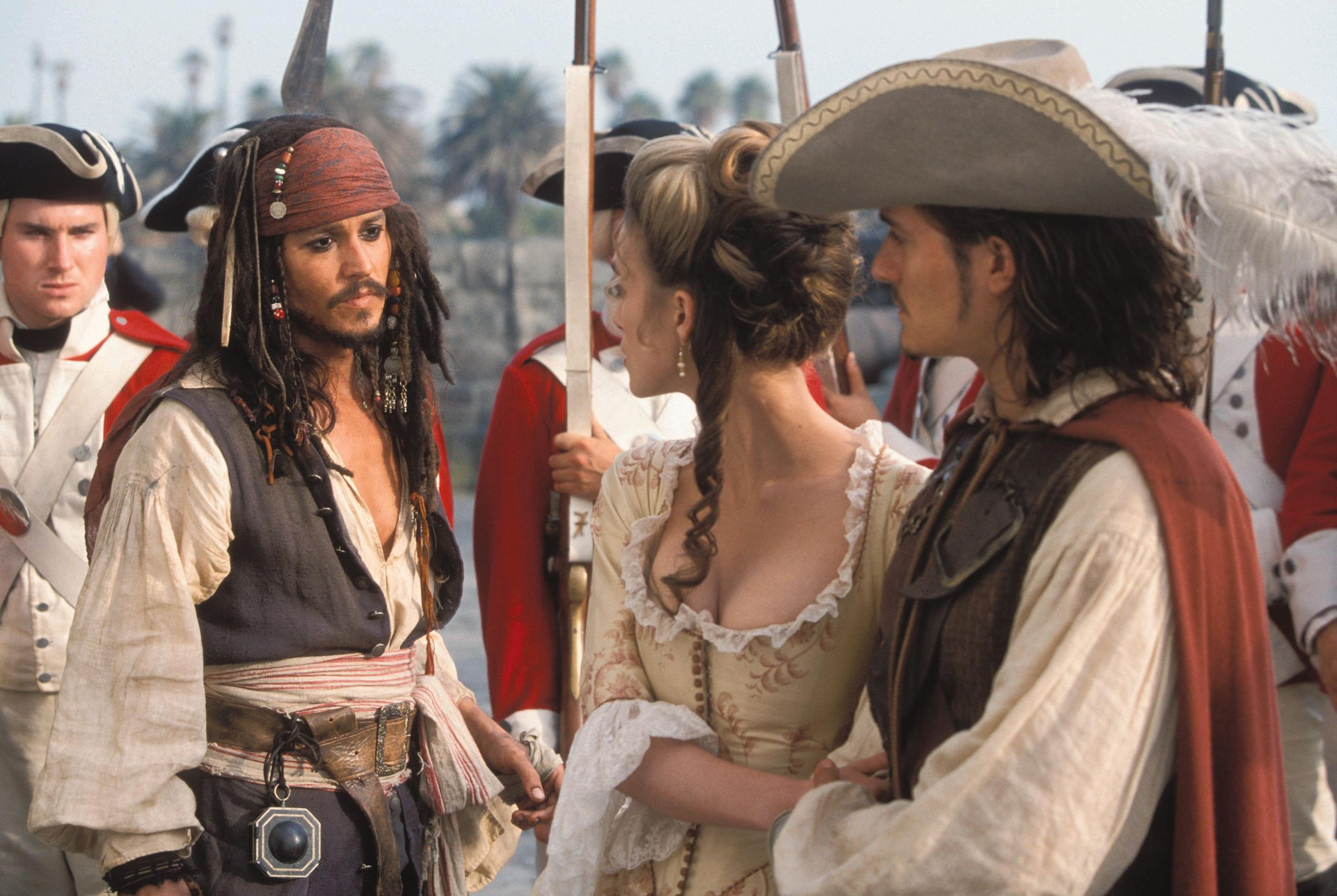 Captain Jack Sparrow and Elizabeth Swann from Pirates of the Caribbean HD Wallpaper