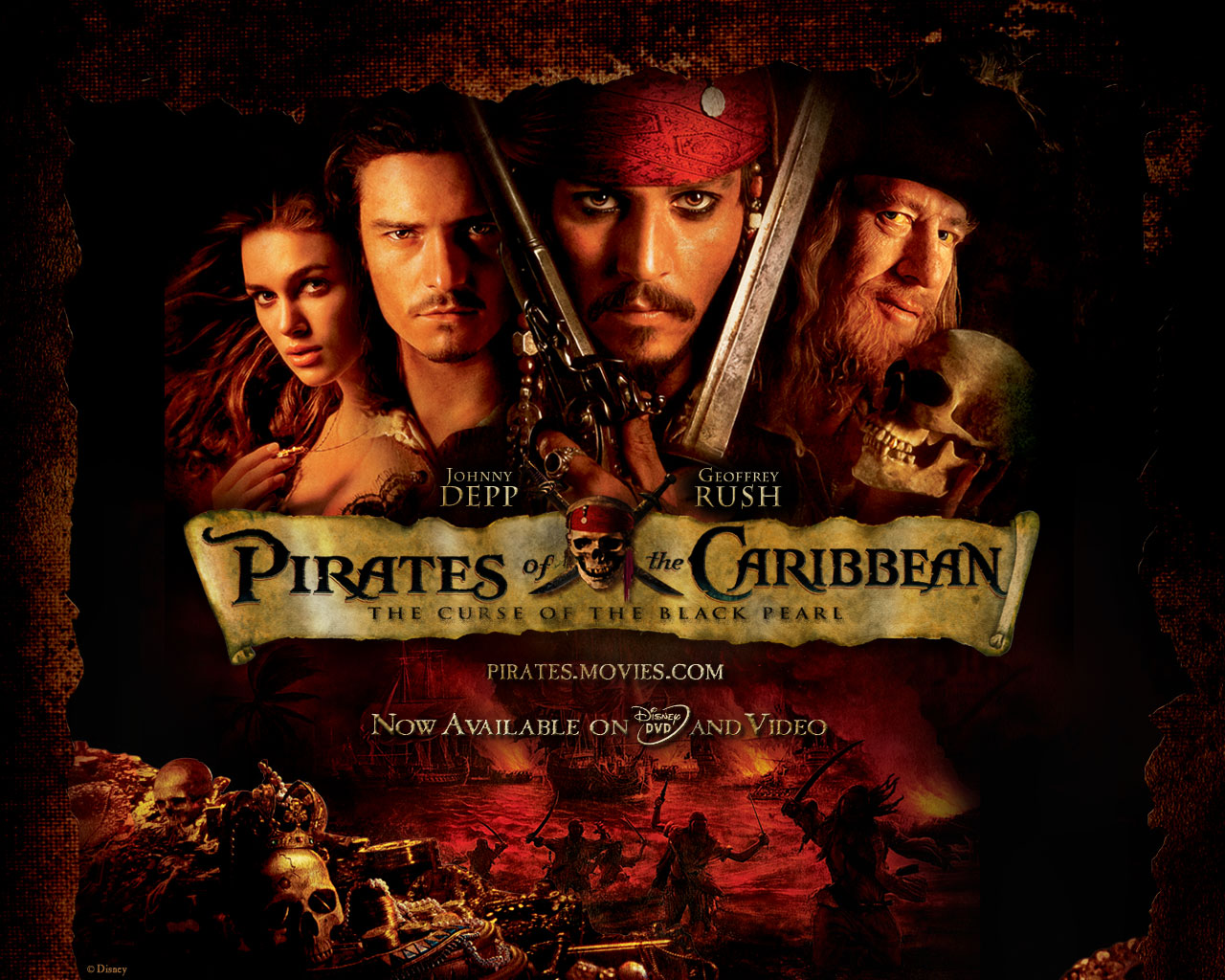 Pirates of the Caribbean: The Curse of the Black Pearl movie poster HD Wallpaper