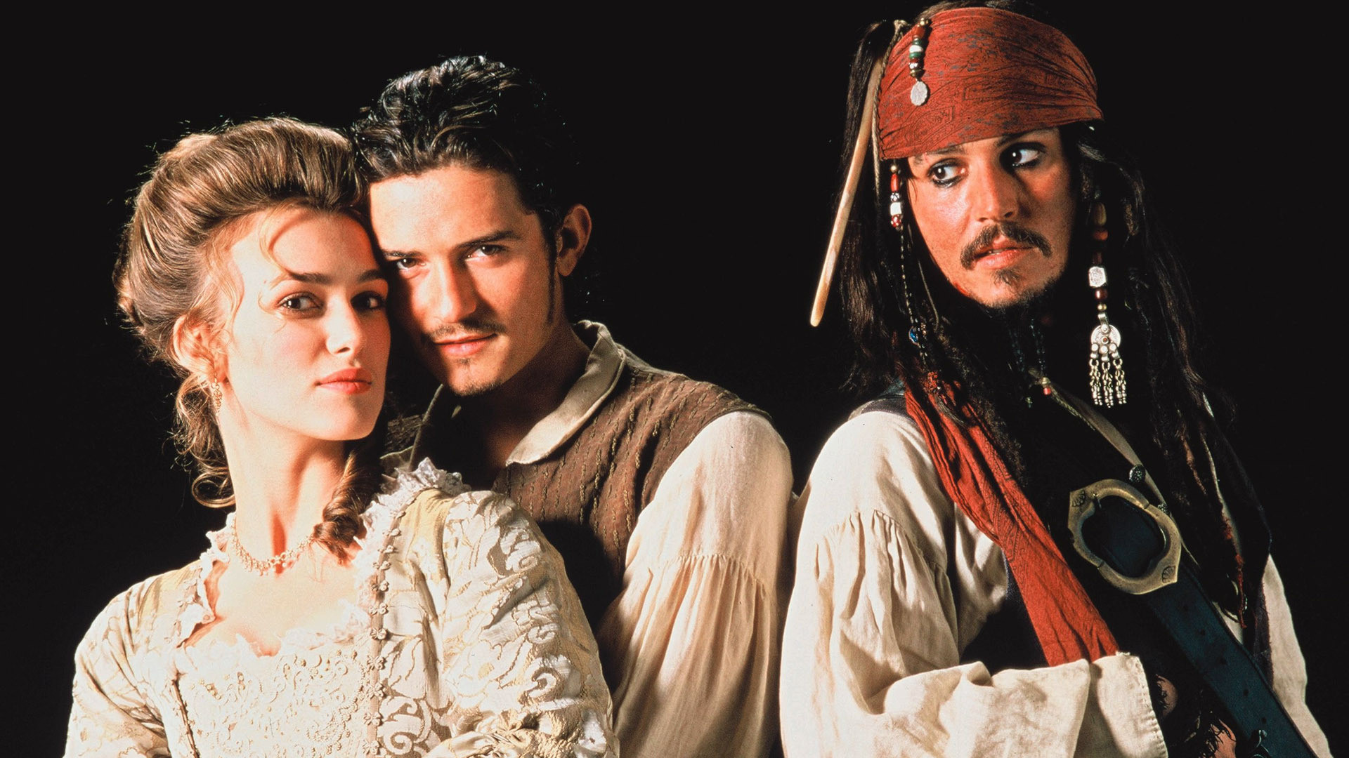 Elizabeth Swann, Will Turner, and Jack Sparrow from Pirates of the Caribbean HD Wallpaper