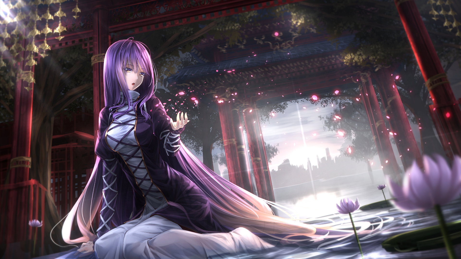 Byakuren Hijiri in a Japanese Garden HD Wallpaper