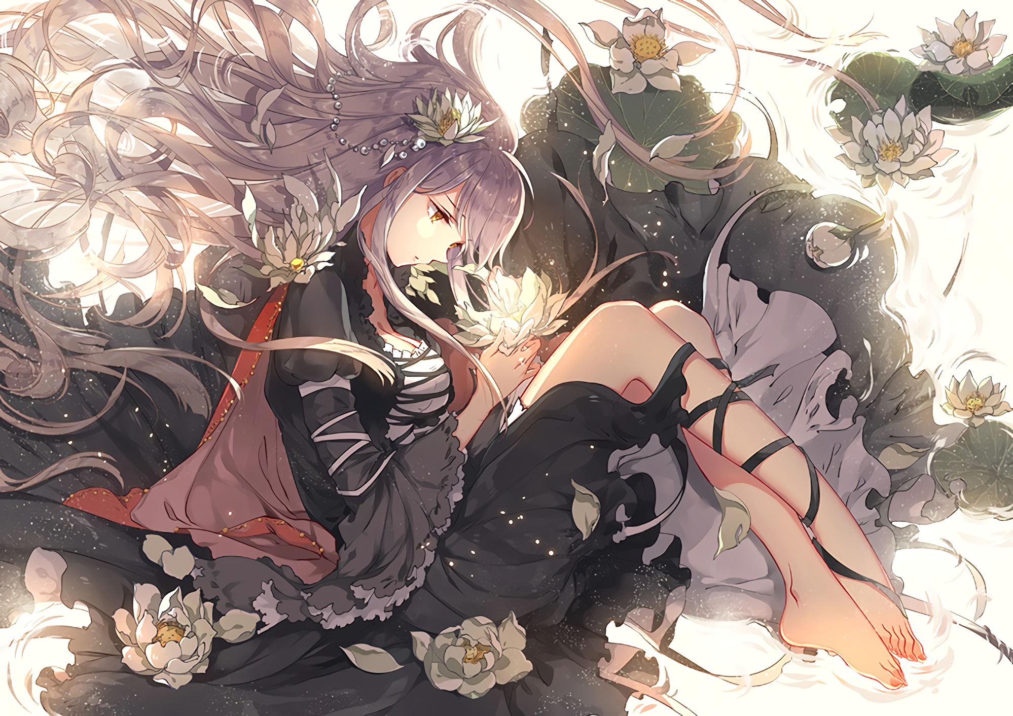 Byakuren Hijiri surrounded by lotuses HD Wallpaper