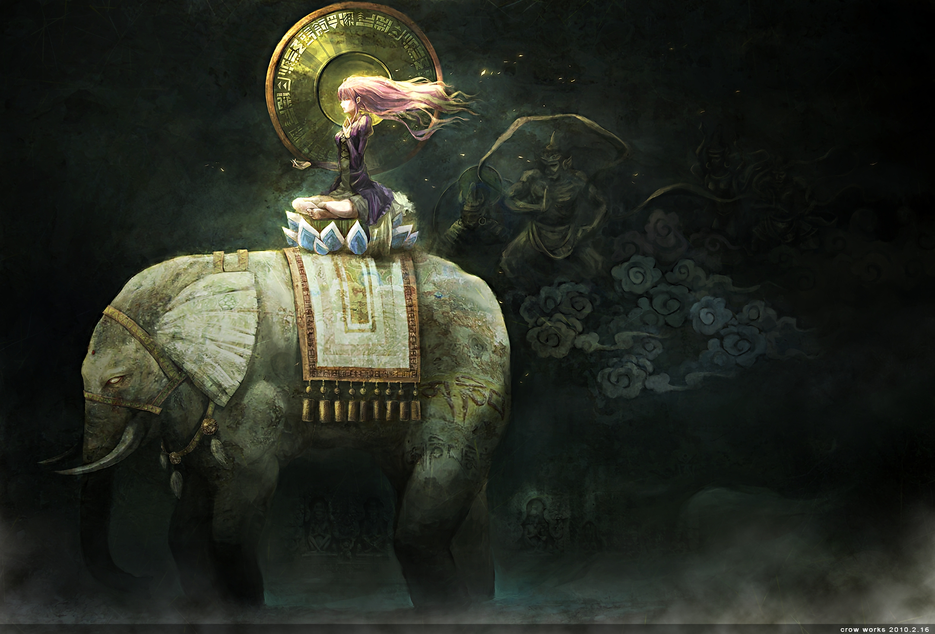 Byakuren Hijiri riding an elephant HD Wallpaper