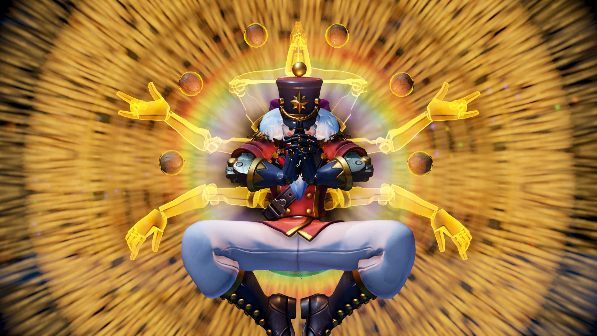 Zenyatta from Overwatch meditating with multiple arms HD Wallpaper
