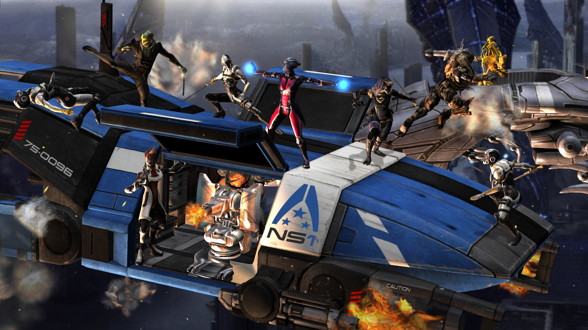 Mass Effect characters on a spaceship HD Wallpaper