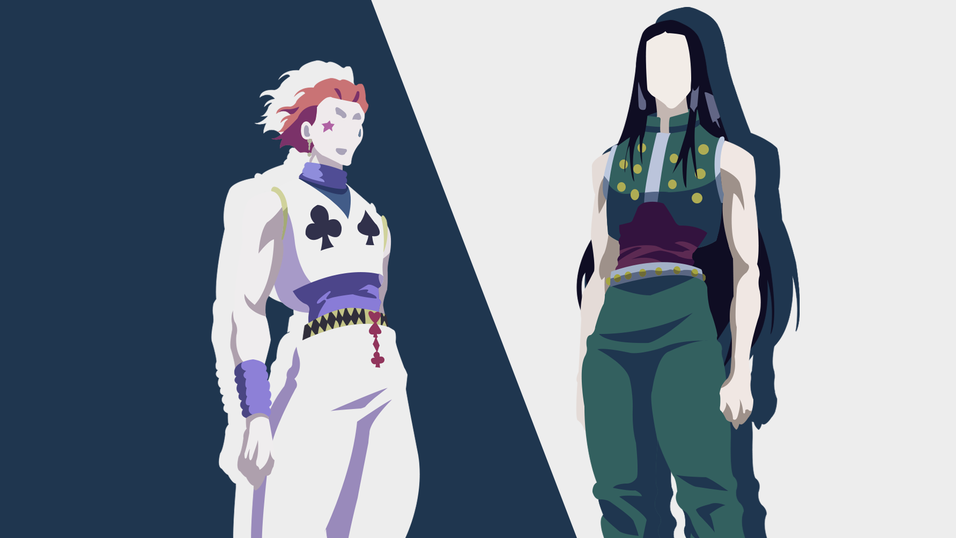 Minimalist Hisoka and Illumi Character Art HD Wallpaper