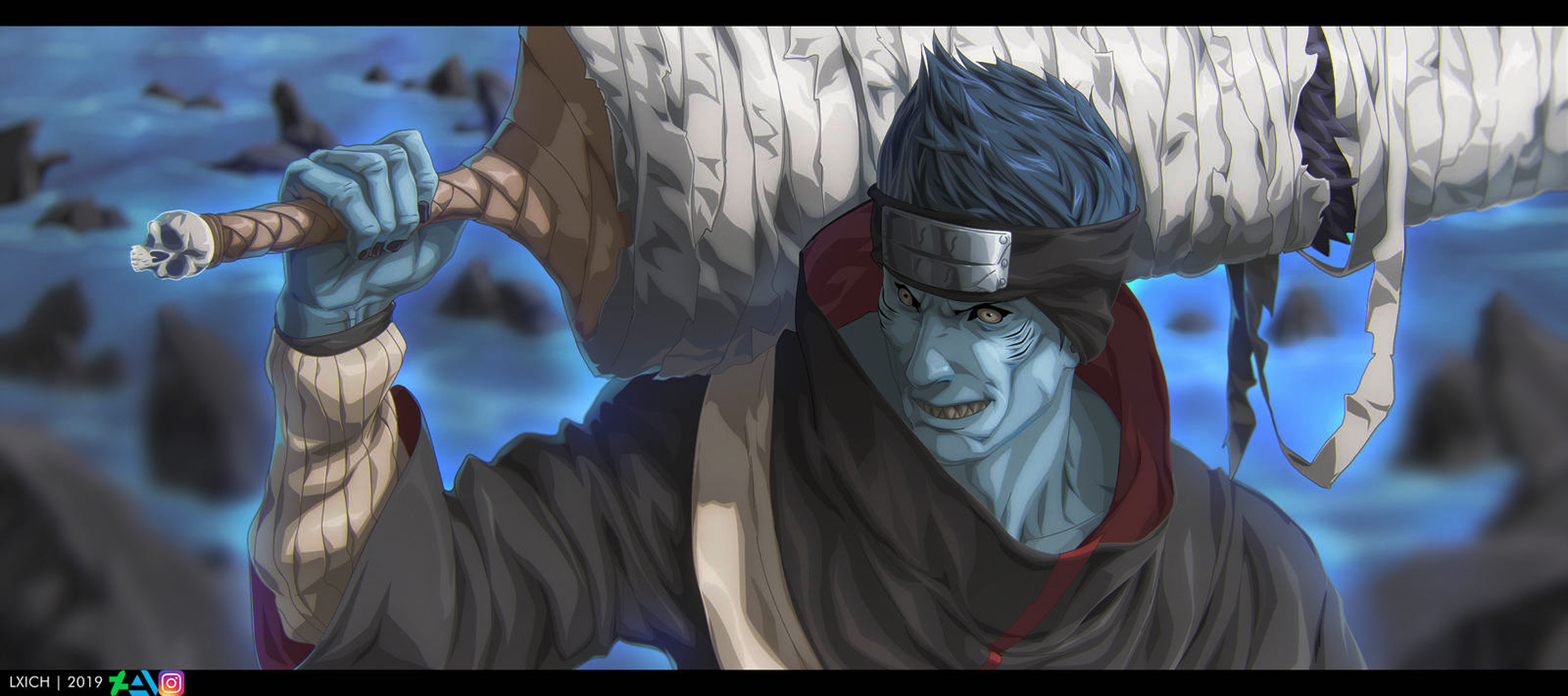 Kisame Hoshigaki from Naruto holding Samehada HD Wallpaper