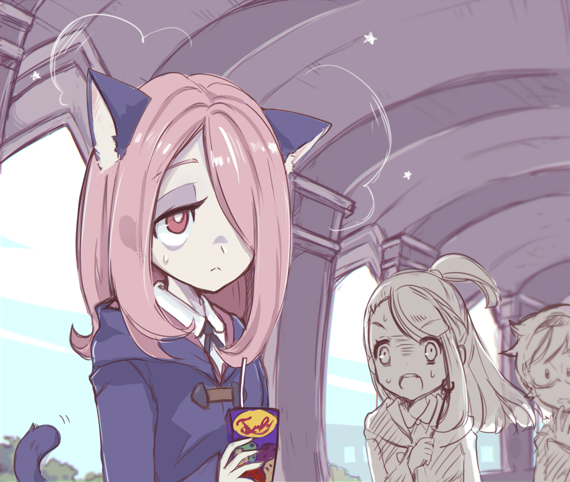 Sucy Manbavaran from Little Witch Academia with friends HD Wallpaper
