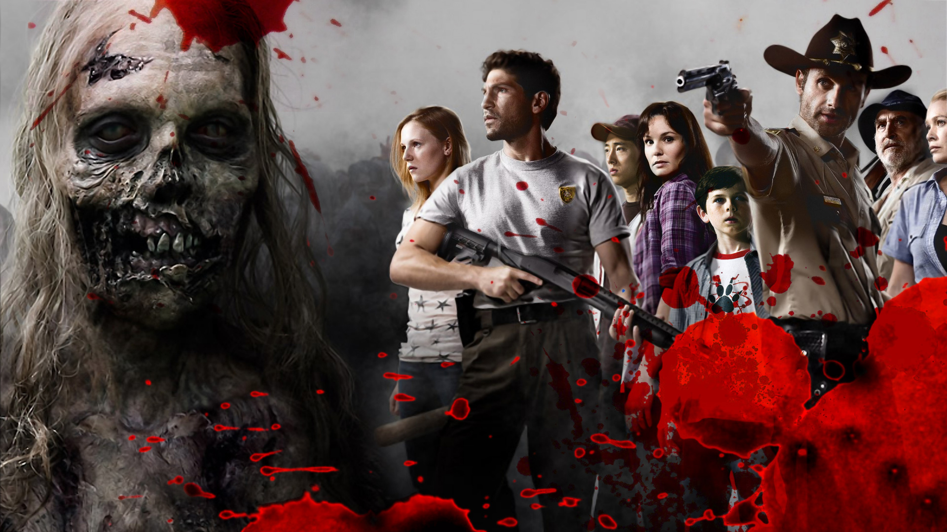 The Walking Dead: Carl Grimes and survivors HD Wallpaper